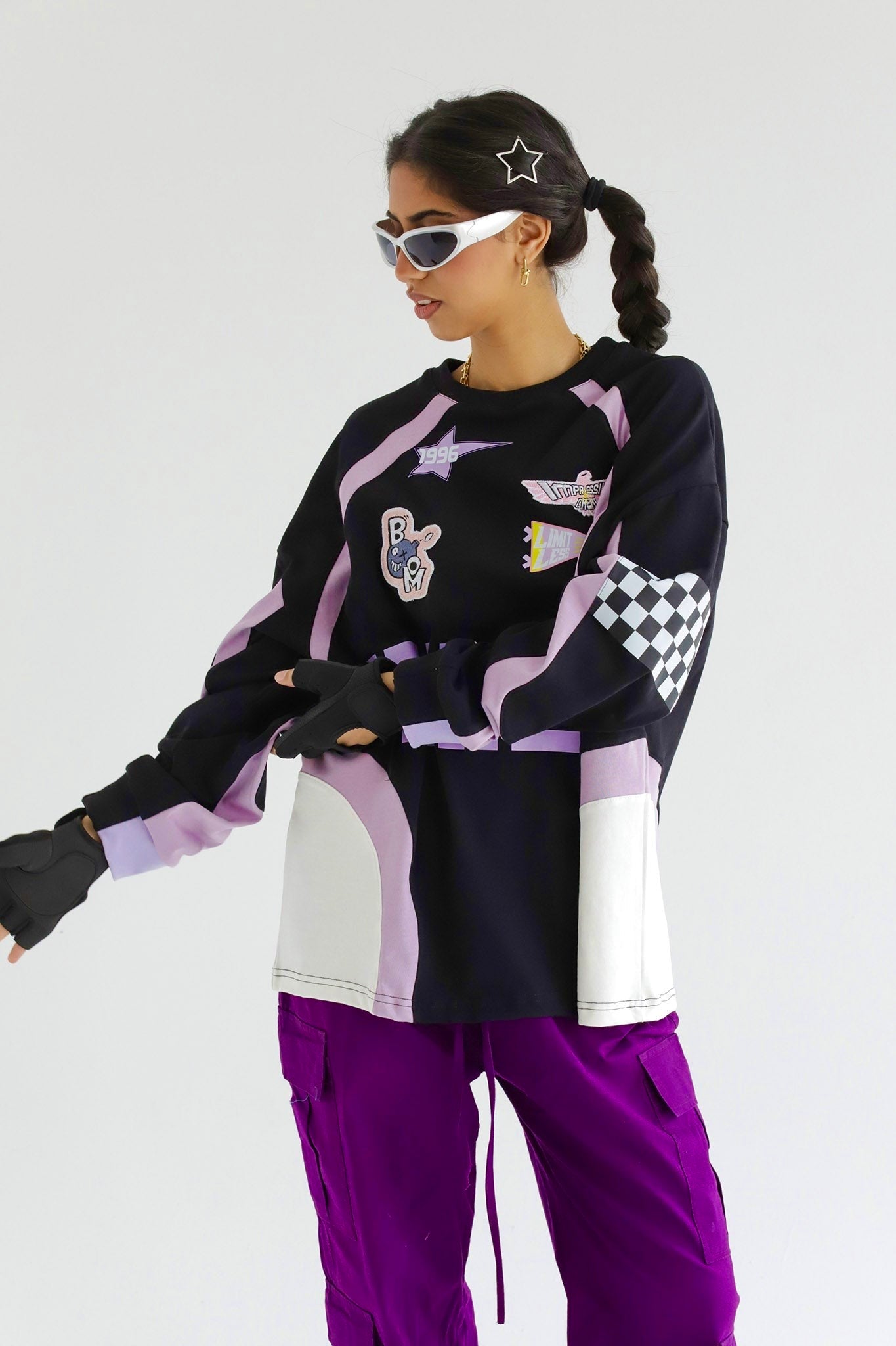 FEARLESS IN BLACKxLILAC-Long Sleeves Tee