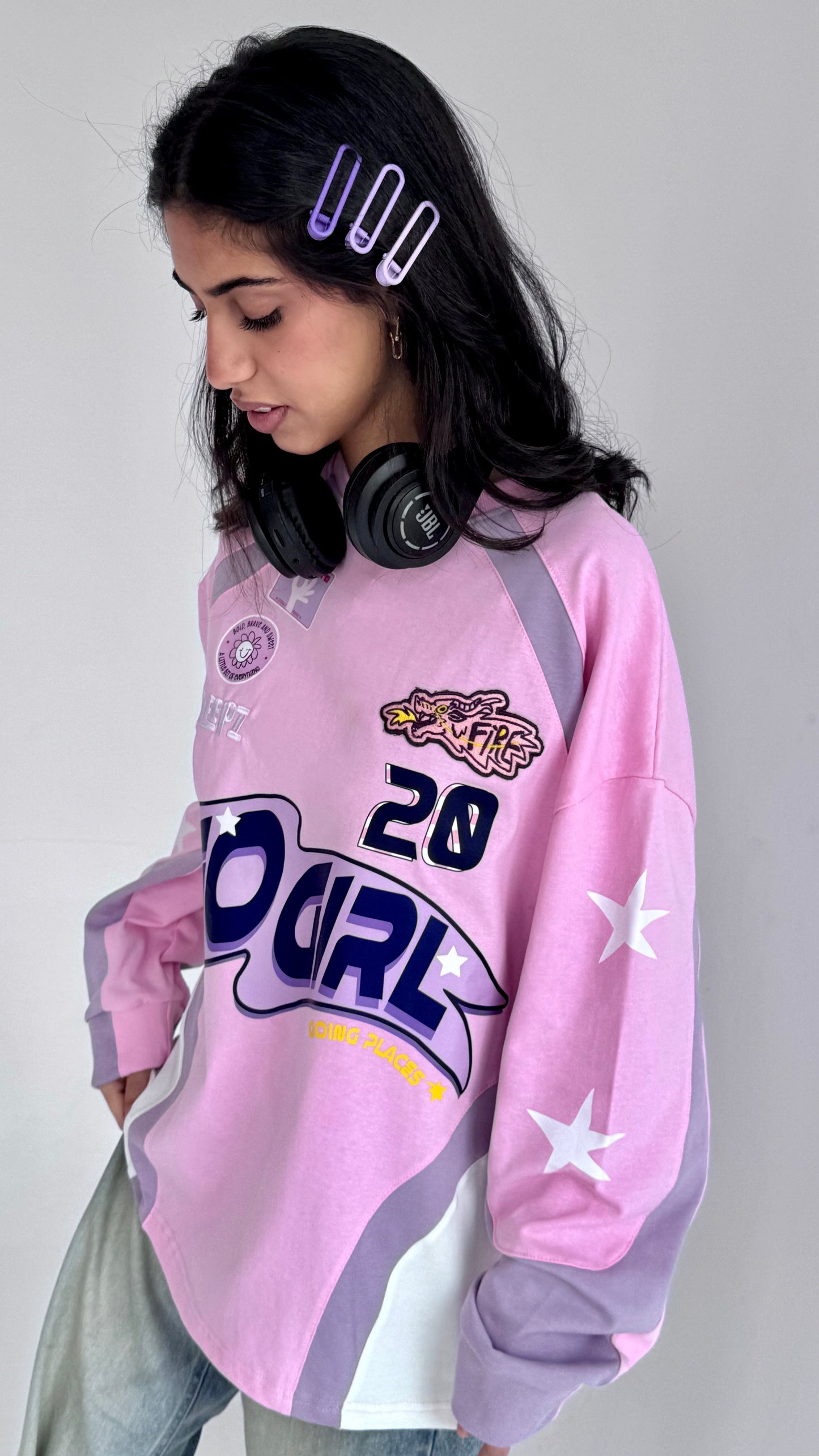 GO GIRL IN PLUSH PINK -Long Sleeves Tee