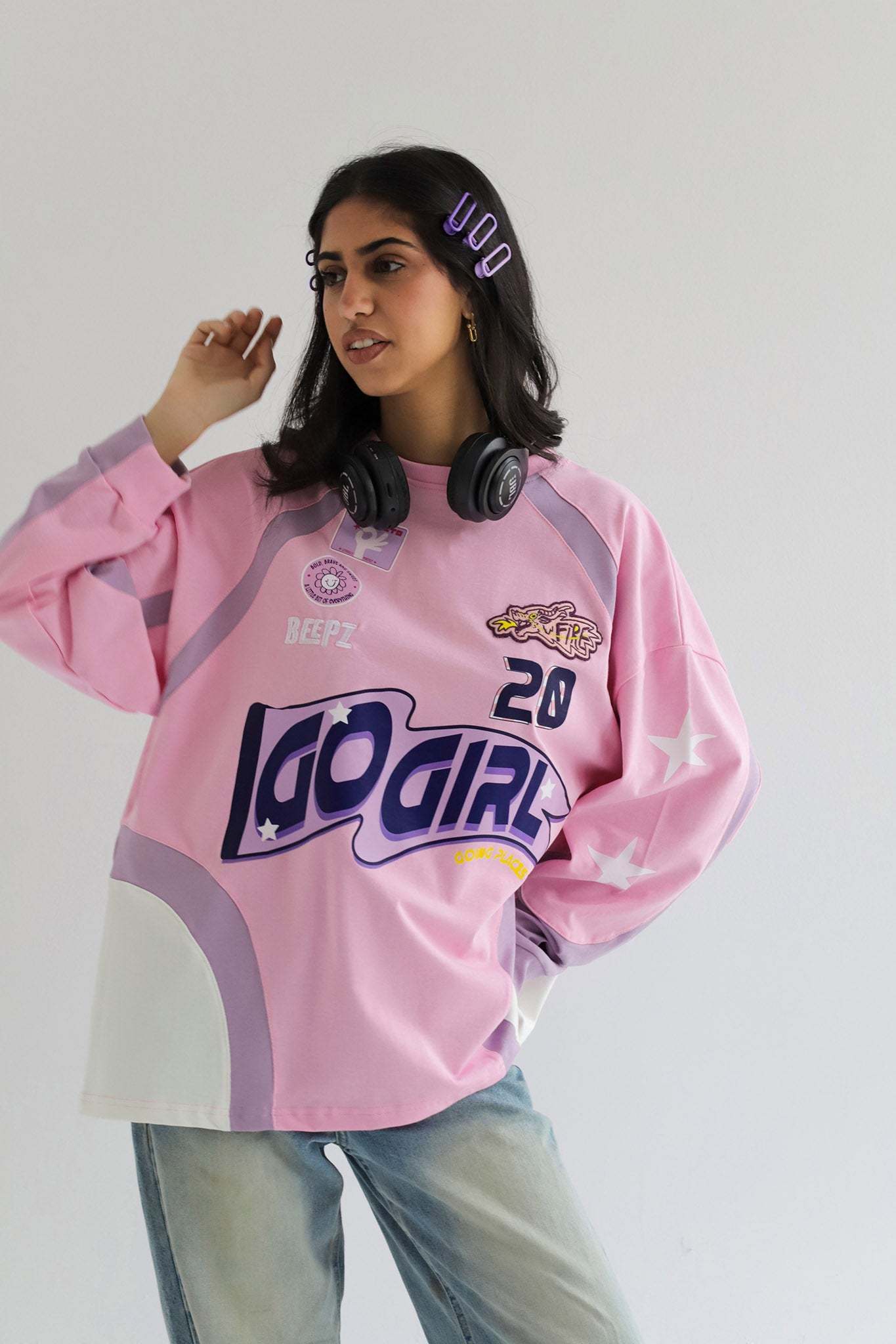 GO GIRL IN PLUSH PINK -Long Sleeves Tee