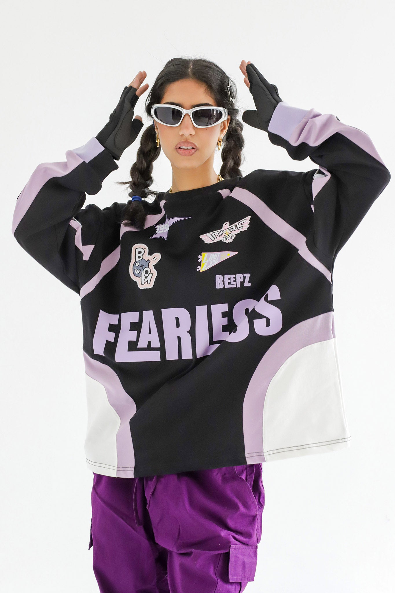 FEARLESS IN BLACKxLILAC-Long Sleeves Tee