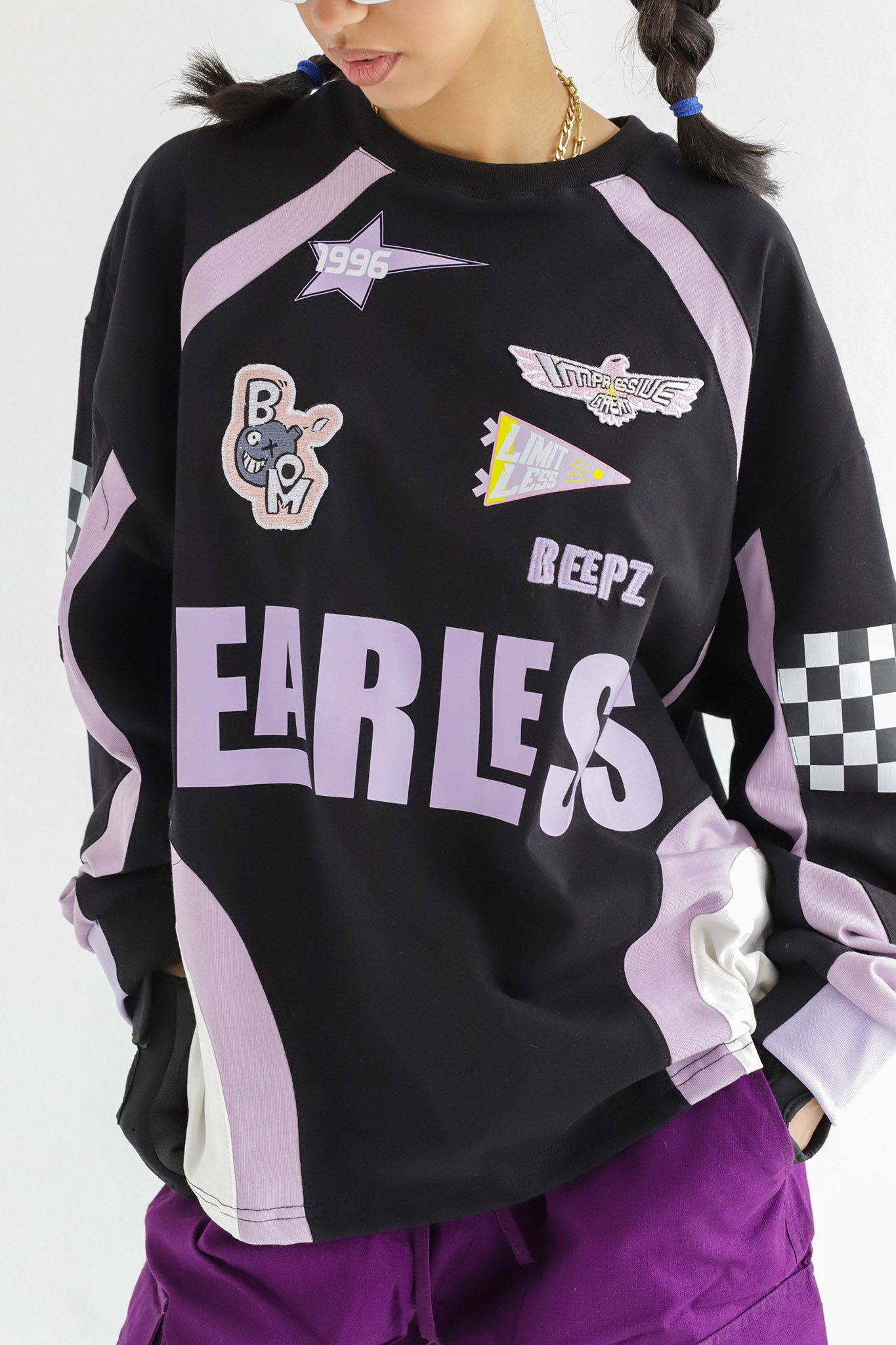 FEARLESS IN BLACKxLILAC-Long Sleeves Tee