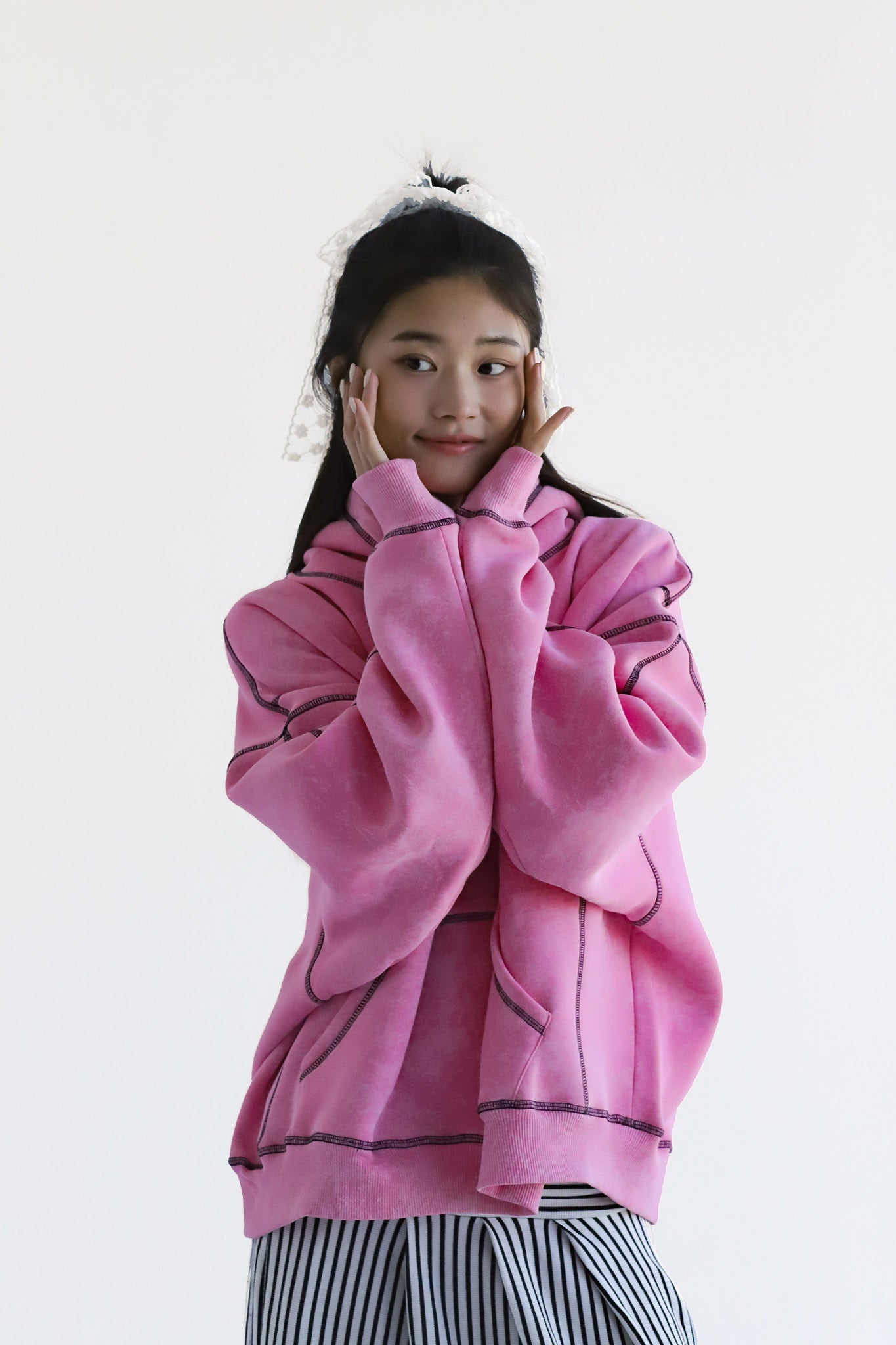 Frosted Pink-Oversized Fleeced Cotton Hoodie Beepz