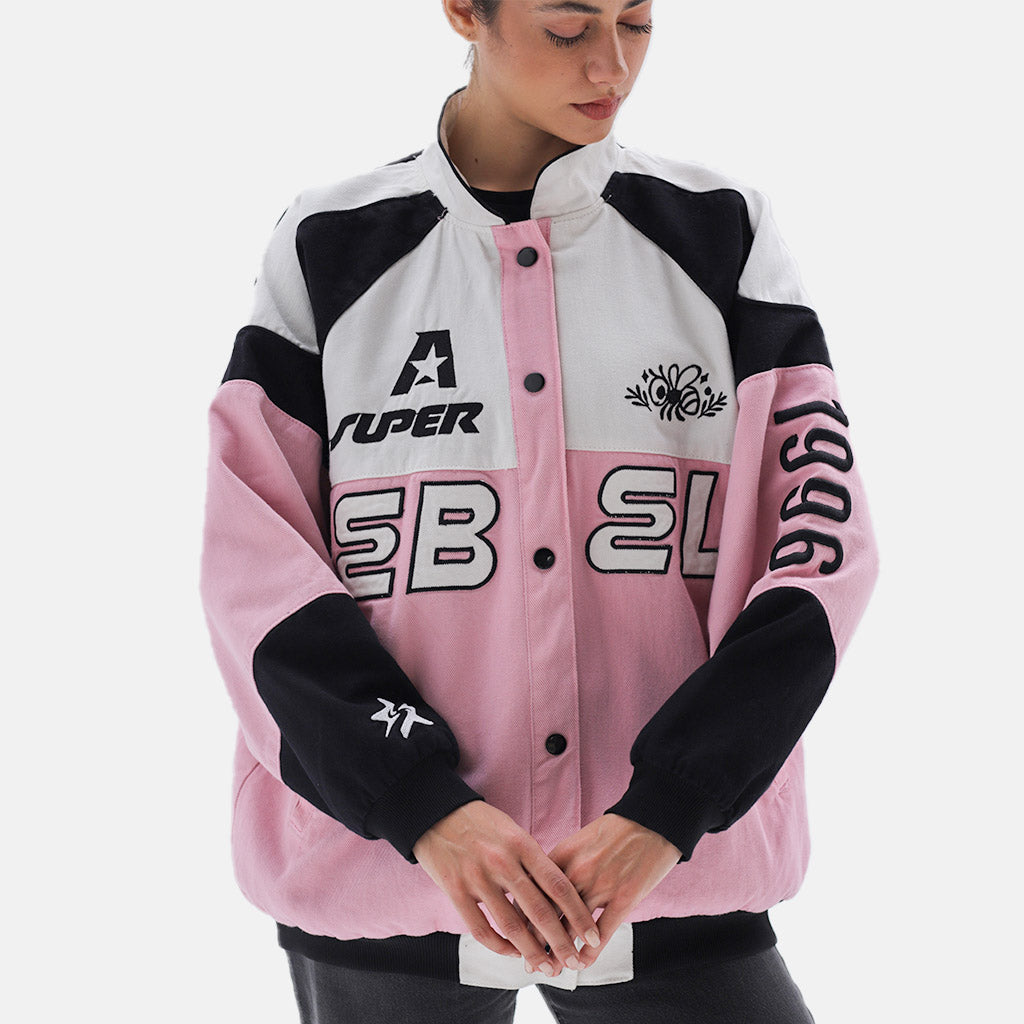 REBELZ Varsity Jacket-Pink