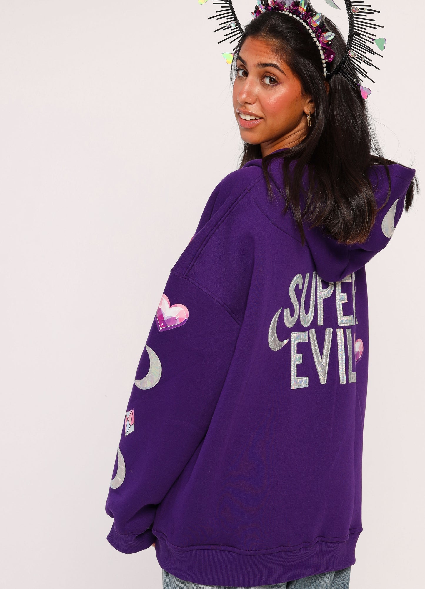 Super Evil - Oversized fleeced cotton sweatshirt
