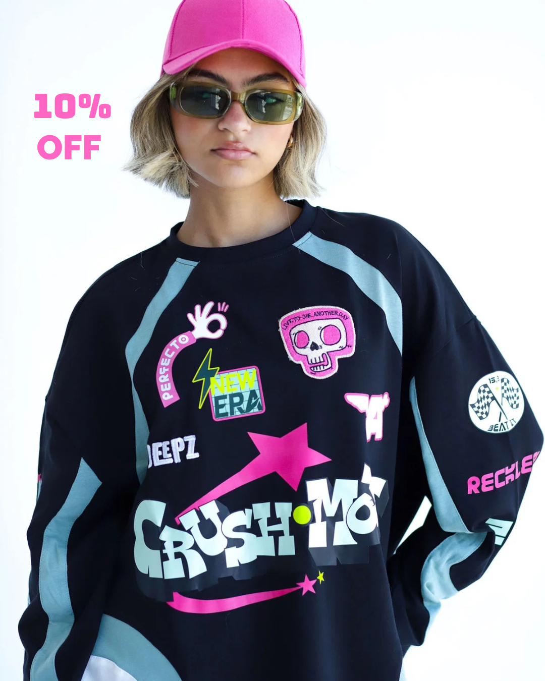 CRUSH IN BLACKxMINT-Long Sleeves Tee Beepz