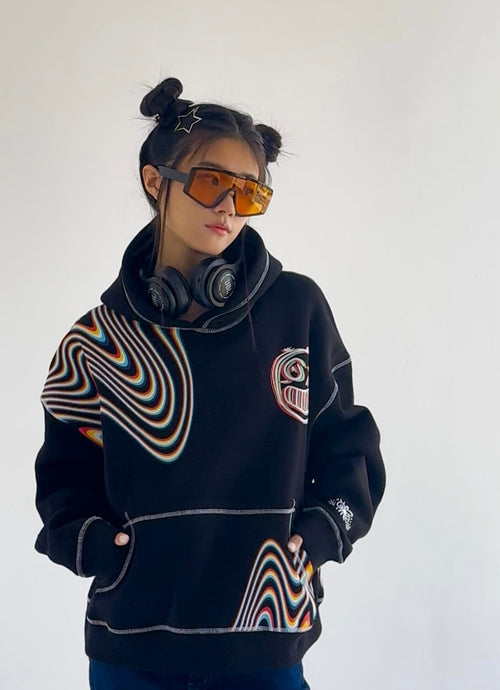 Illusion- Oversized Fleeced Cotton Hoodie Beepz