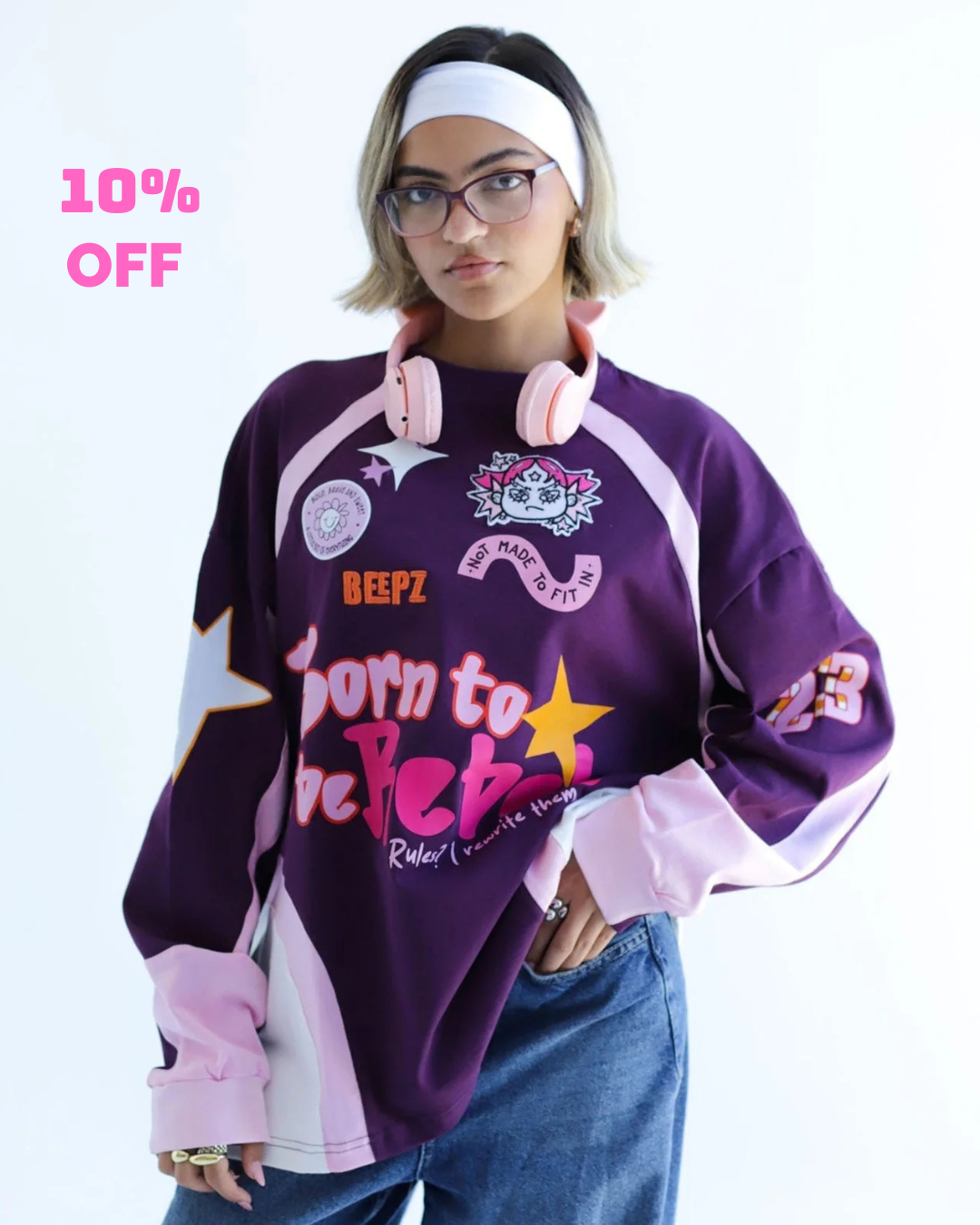REBEL IN BURGUNDYxPINK-Long Sleeves Tee Beepz