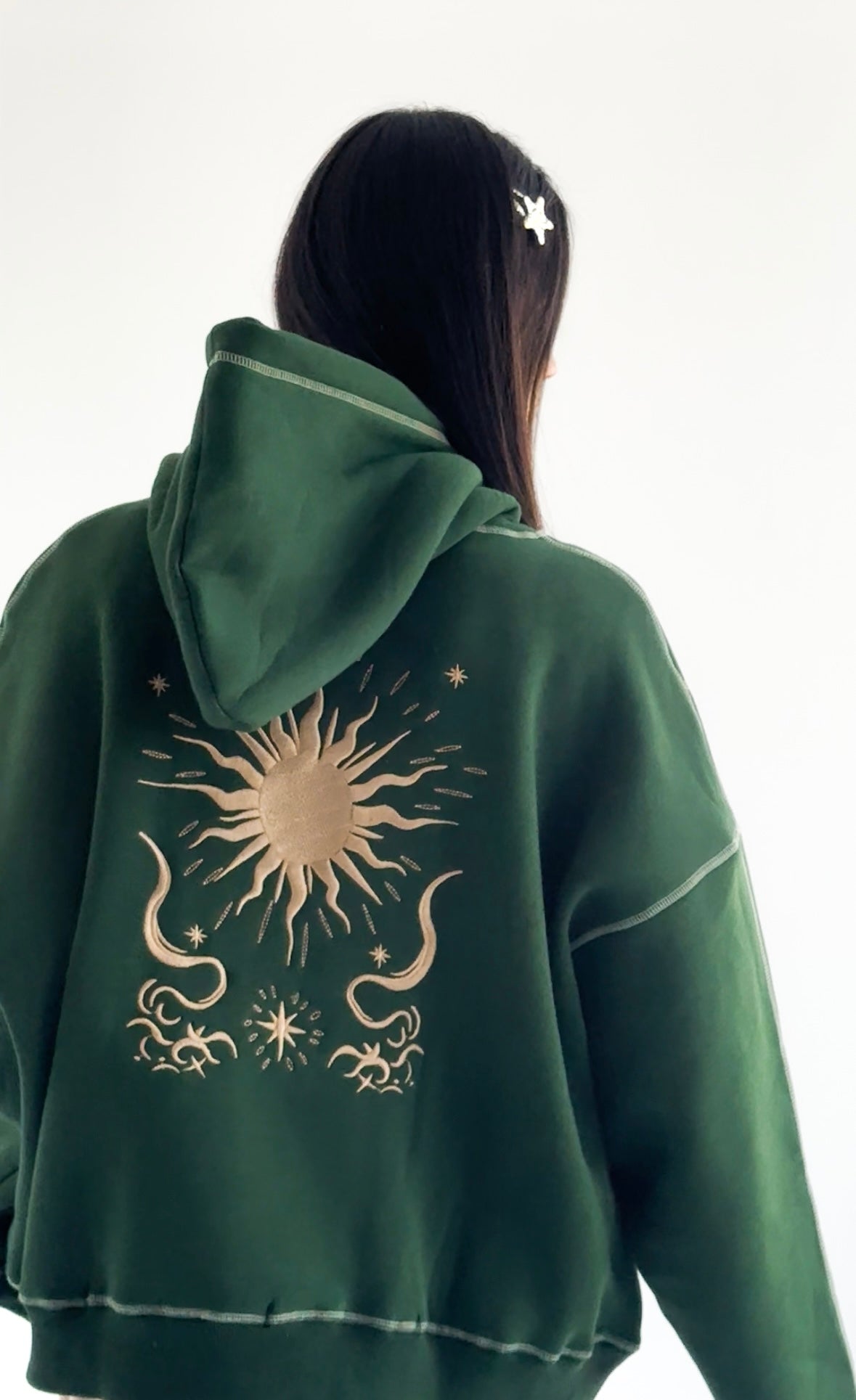 Mon soleil - Oversized Fleeced Cotton Hoodie