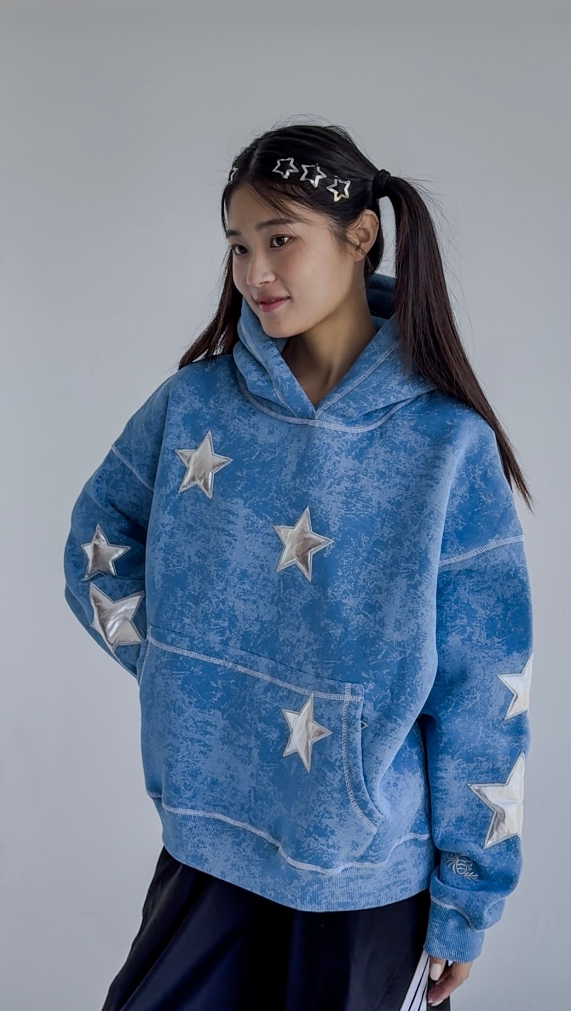 Lunar Dust - Oversized Fleeced Cotton Hoodie