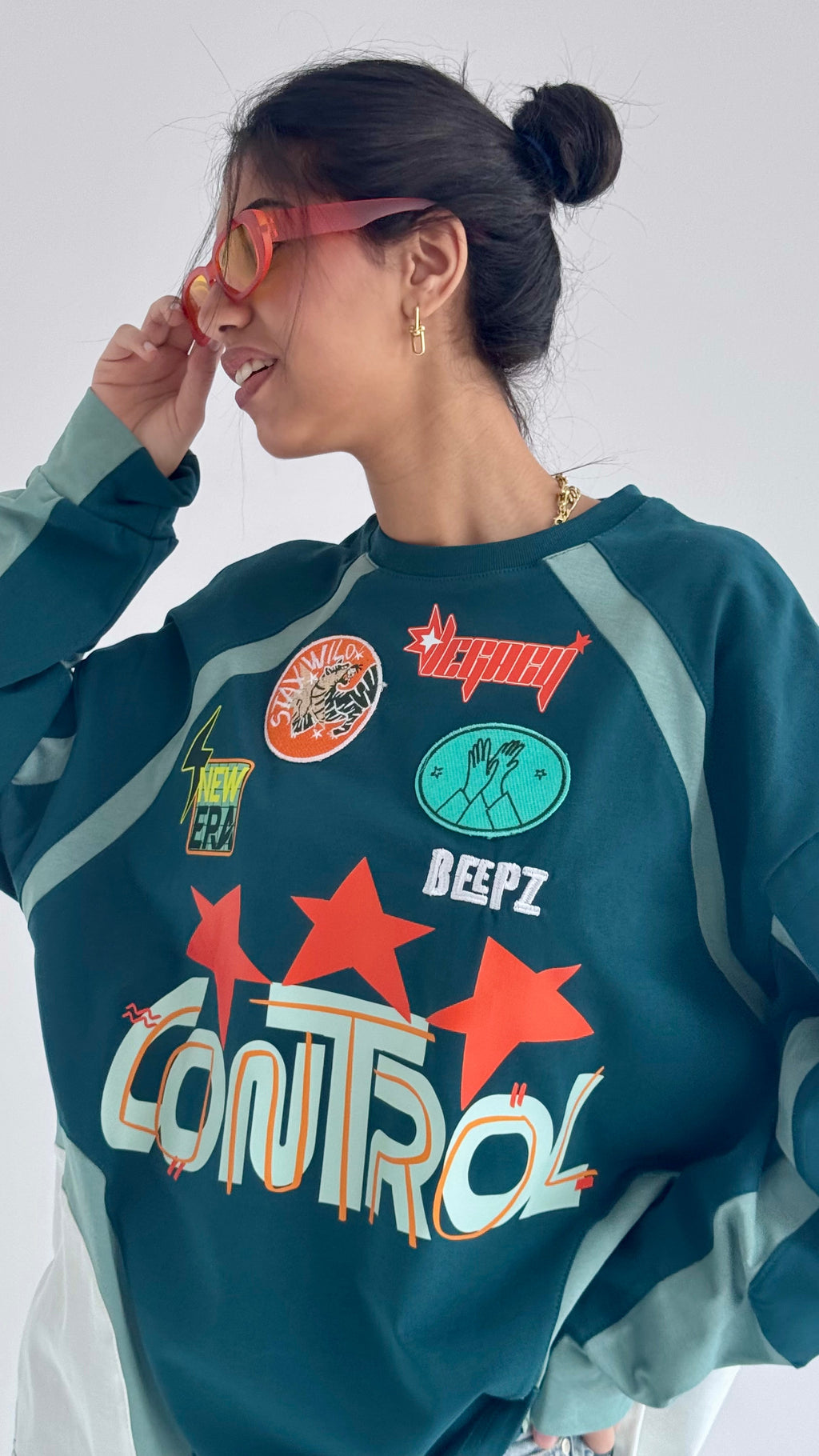 CONTROL IN DARK TEAL-Long Sleeves Tee Beepz