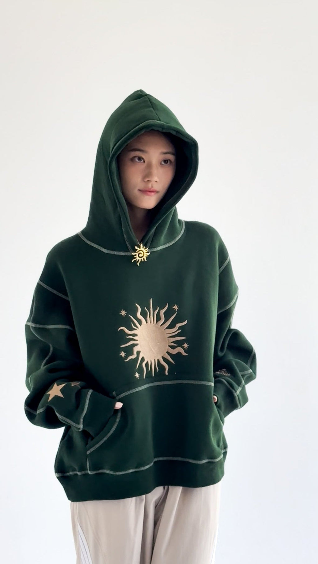 Mon soleil - Oversized Fleeced Cotton Hoodie Beepz