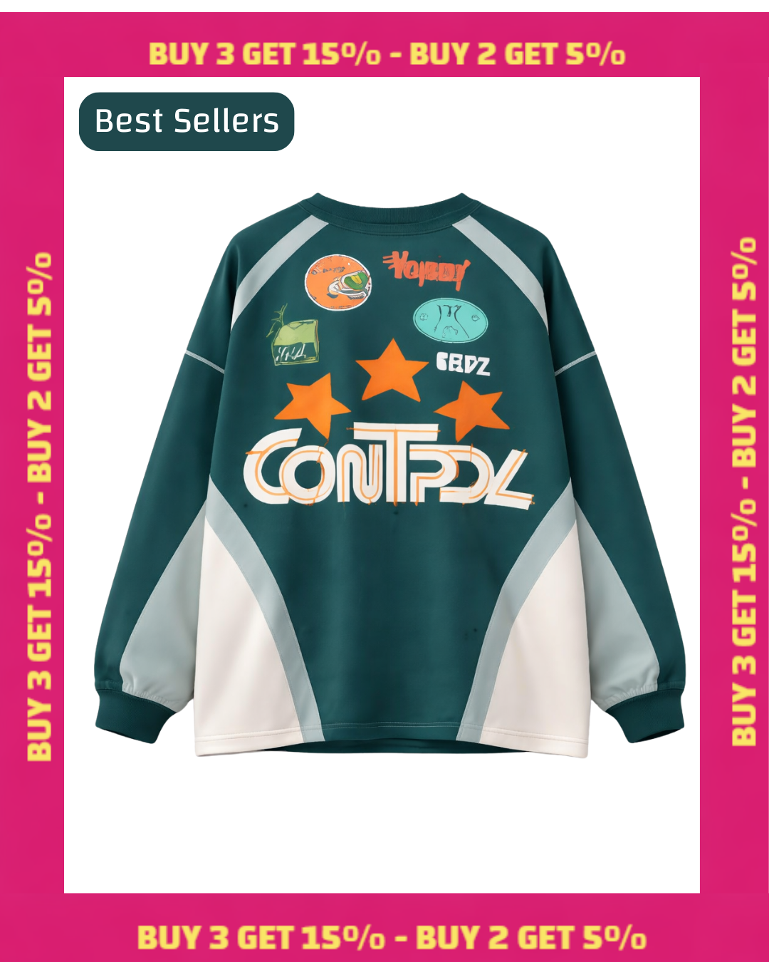 CONTROL IN DARK TEAL-Long Sleeves Tee Beepz