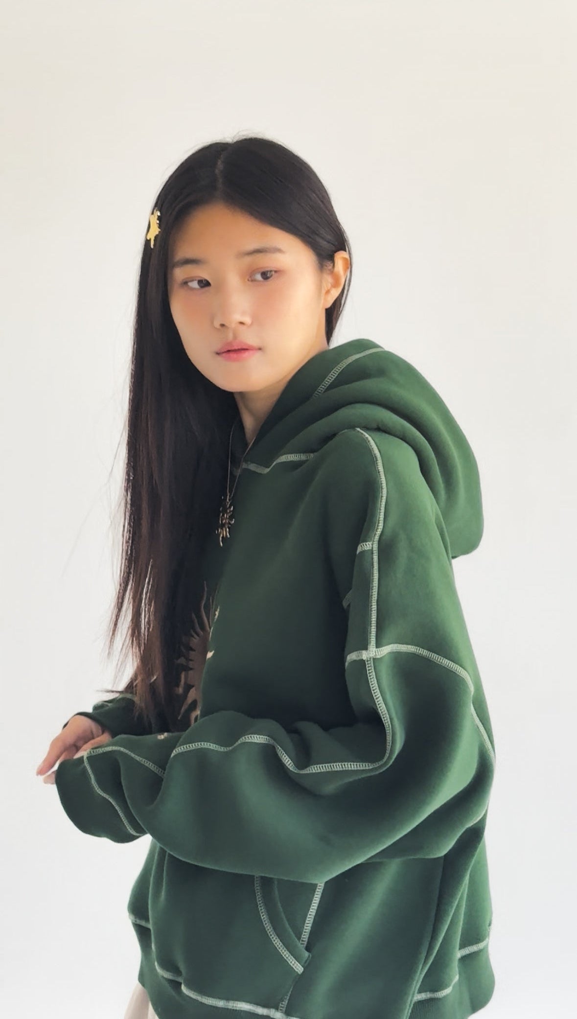 Mon soleil - Oversized Fleeced Cotton Hoodie