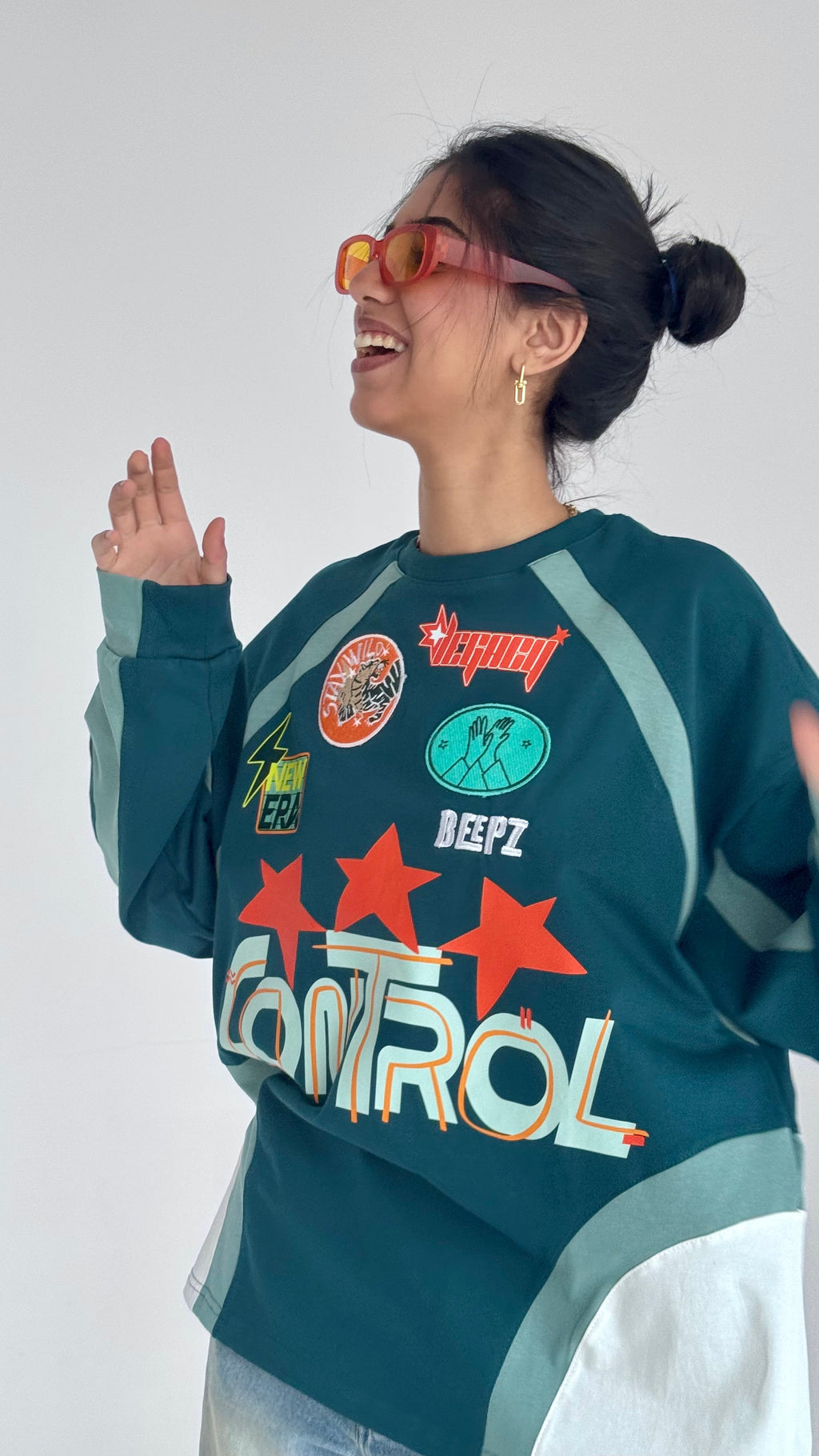 CONTROL IN DARK TEAL-Long Sleeves Tee Beepz