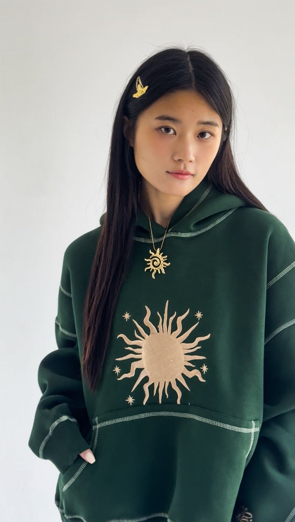 Mon soleil - Oversized Fleeced Cotton Hoodie Beepz