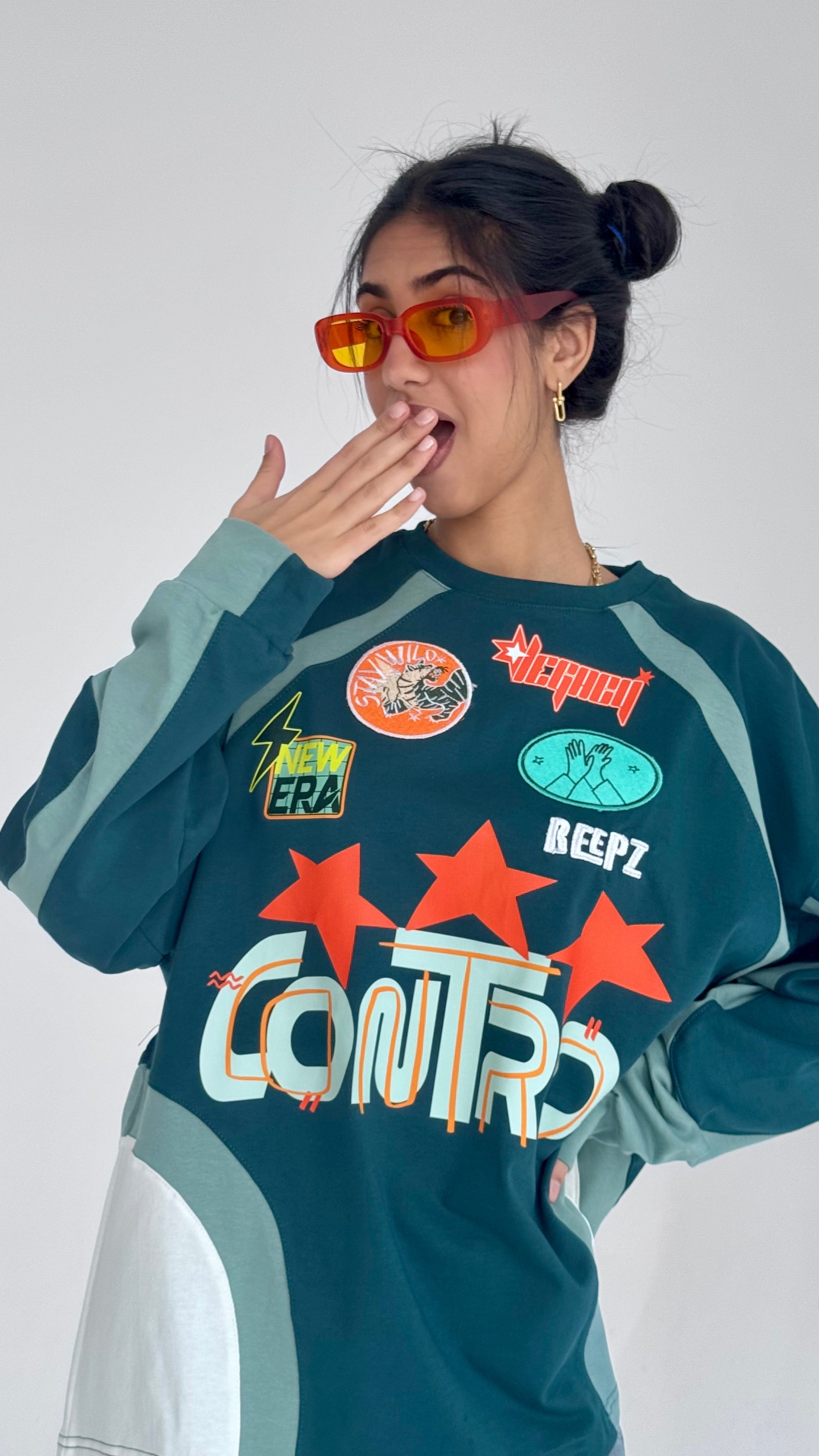 CONTROL IN DARK TEAL-Long Sleeves Tee Beepz