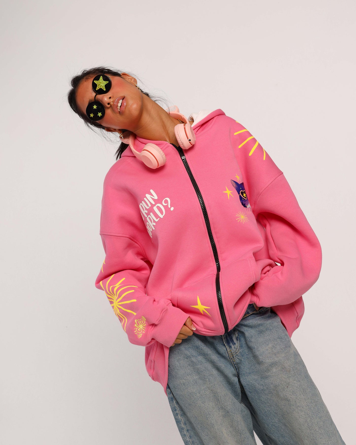 Who Run The World - Oversized fleeced cotton sweatshirt