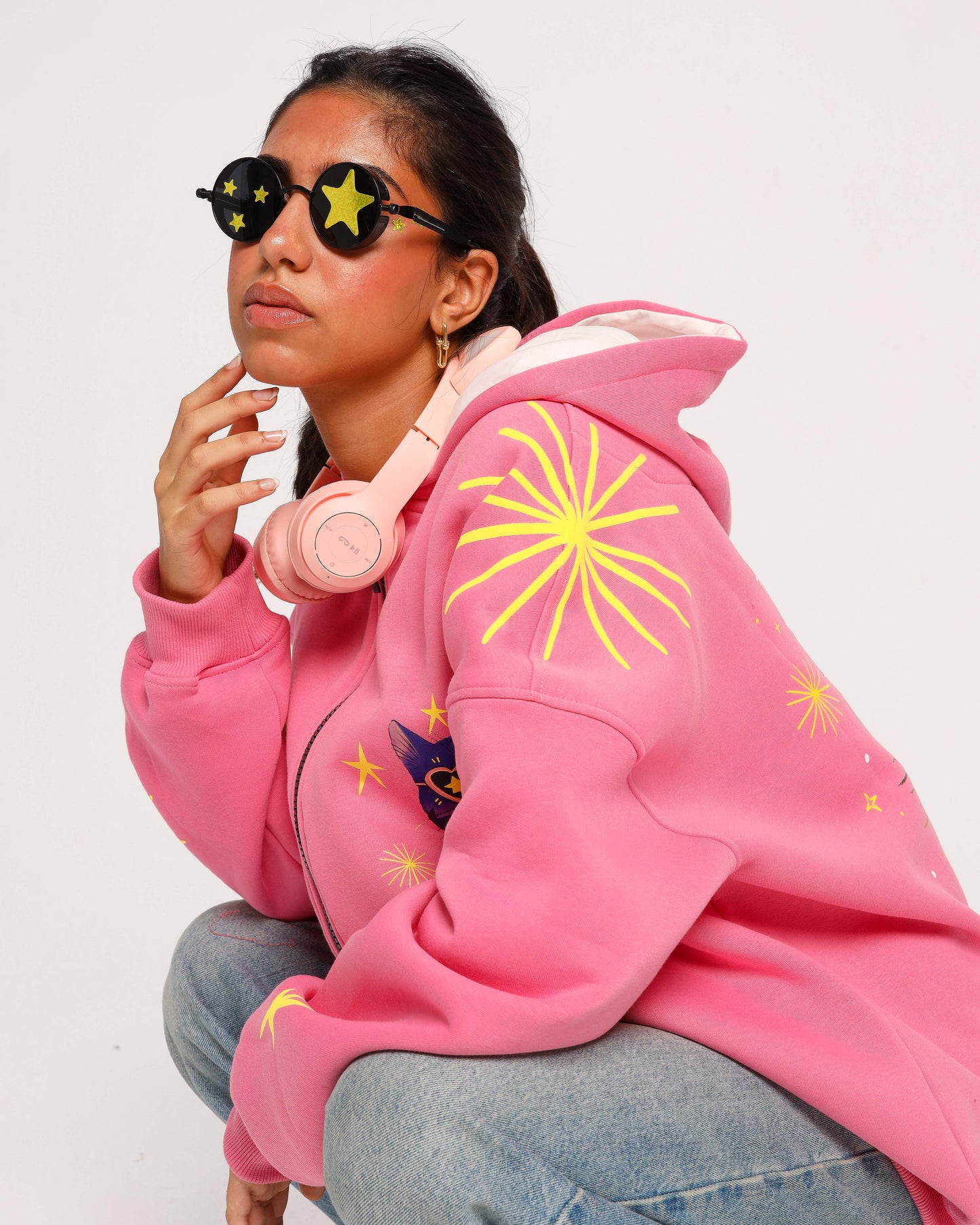 Who Run The World - Oversized fleeced cotton sweatshirt