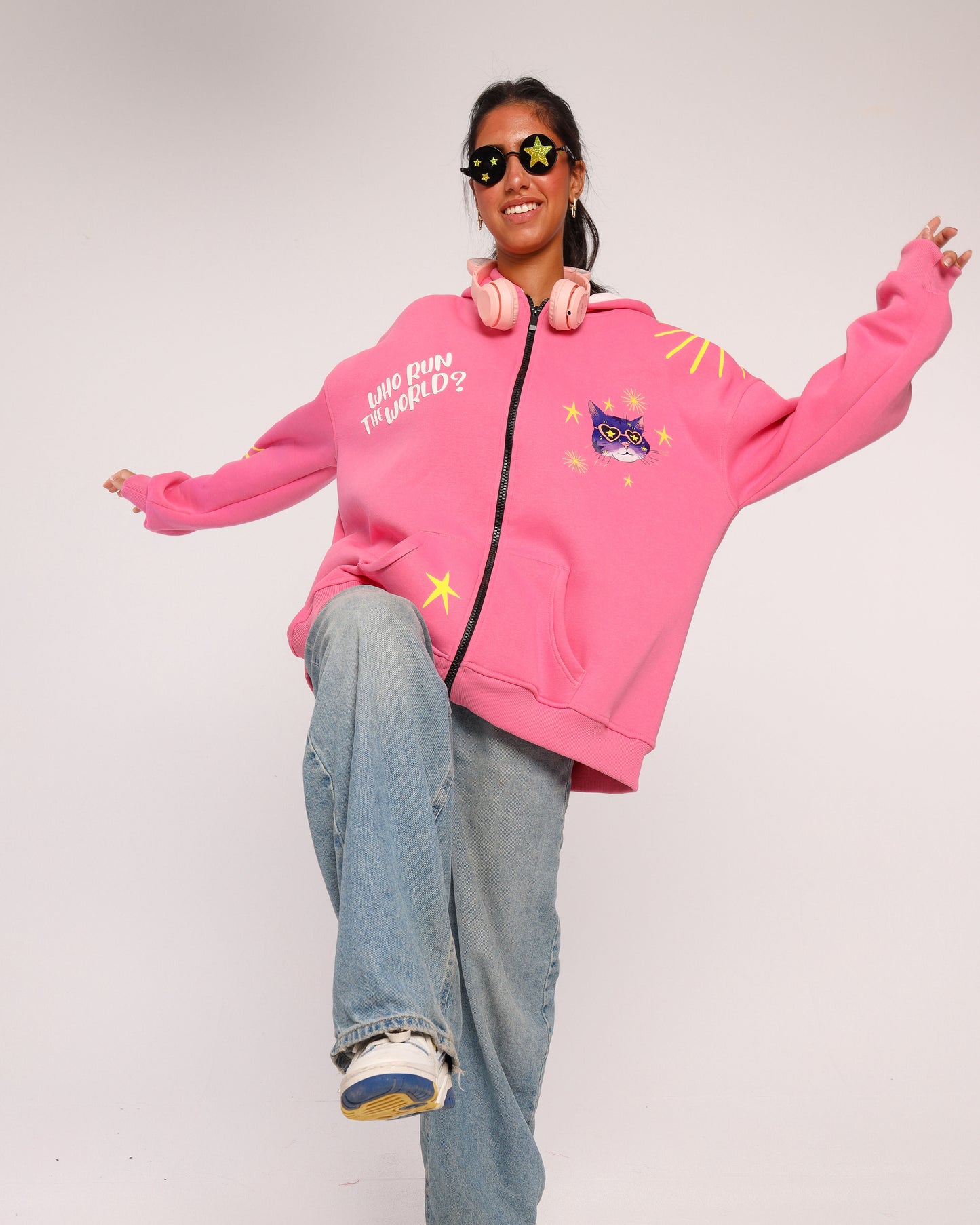 Who Run The World - Oversized fleeced cotton sweatshirt