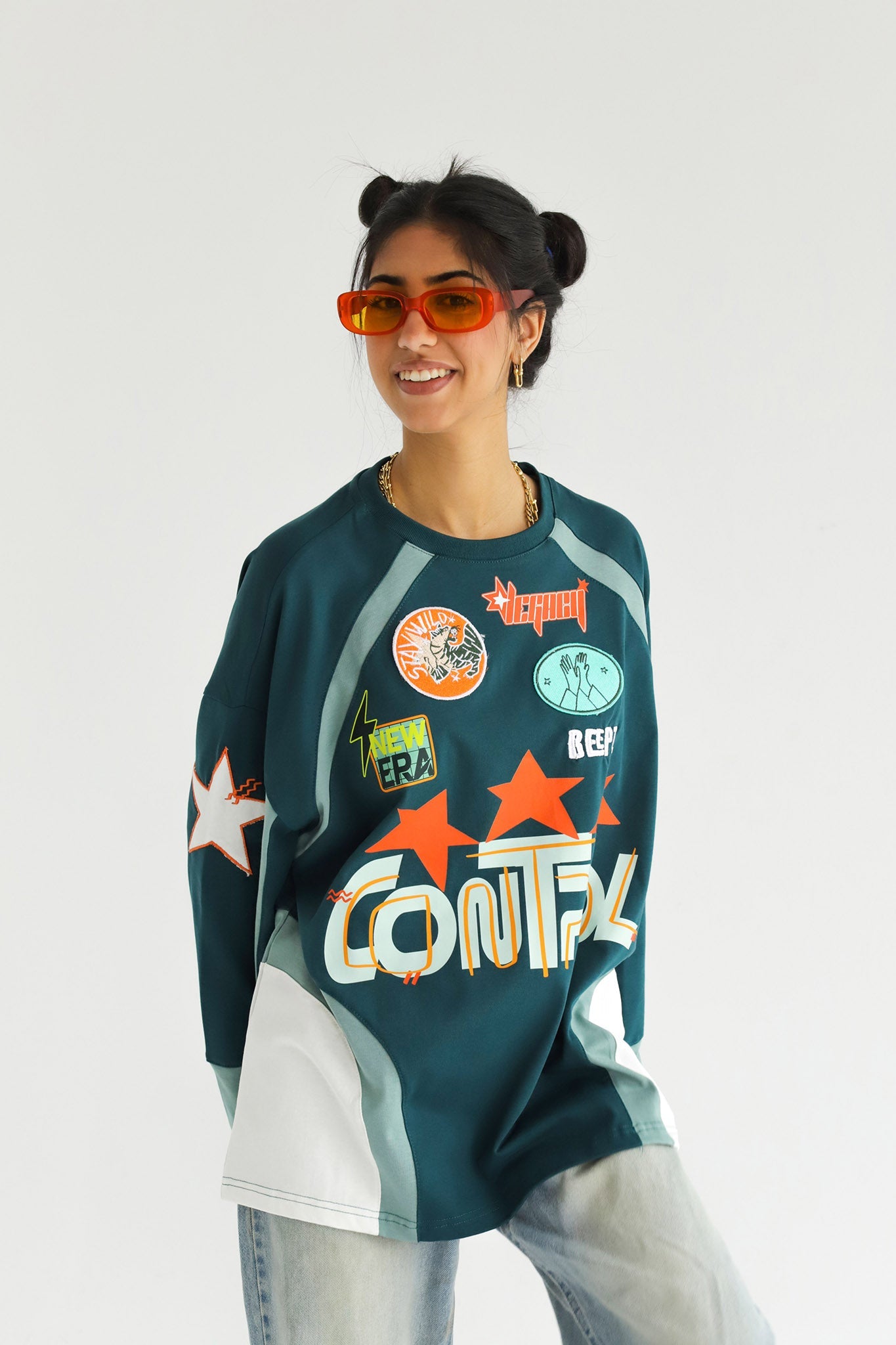 CONTROL IN DARK TEAL-Long Sleeves Tee Beepz