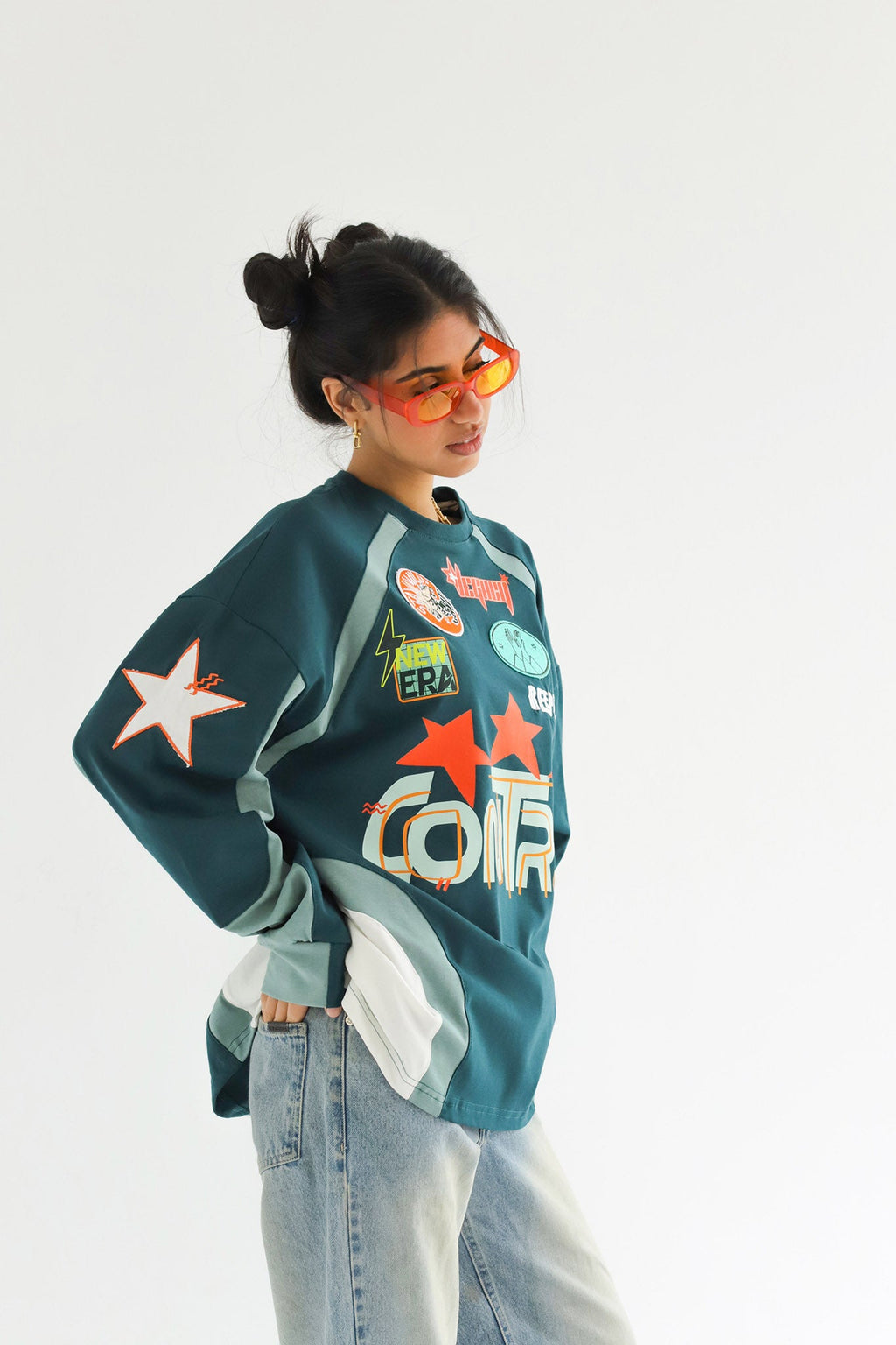 CONTROL IN DARK TEAL-Long Sleeves Tee Beepz