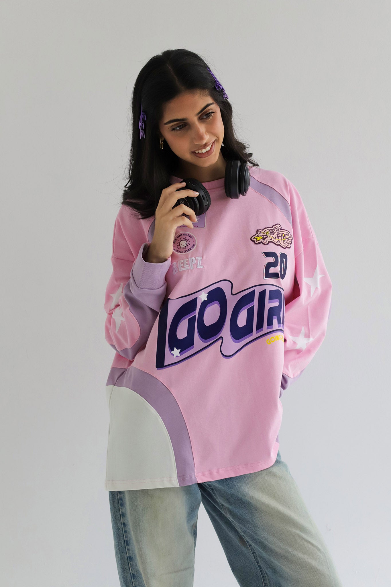 GO GIRL IN PLUSH PINK -Long Sleeves Tee