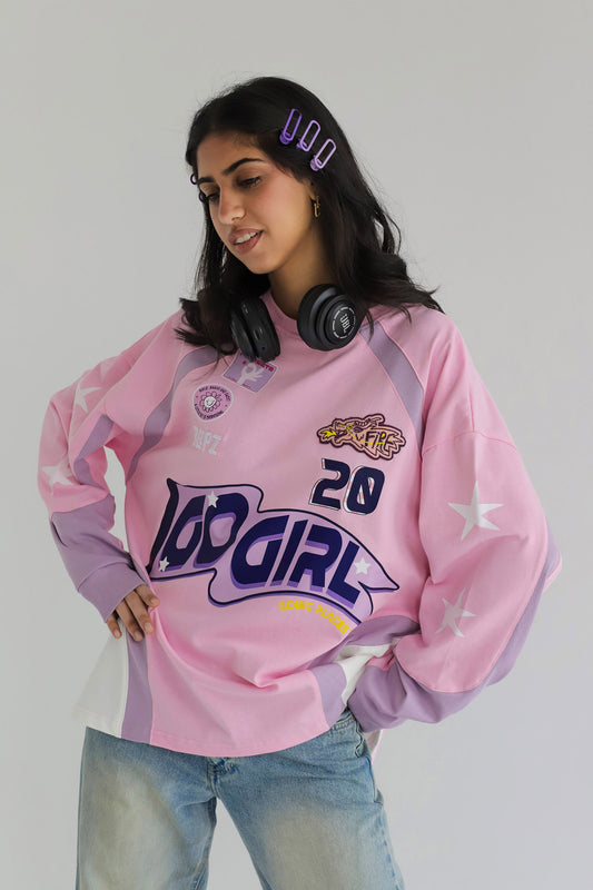 GO GIRL IN PLUSH PINK -Long Sleeves Tee