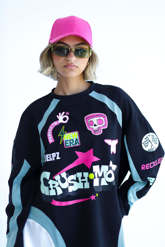 CRUSH IN BLACKxMINT-Long Sleeves Tee