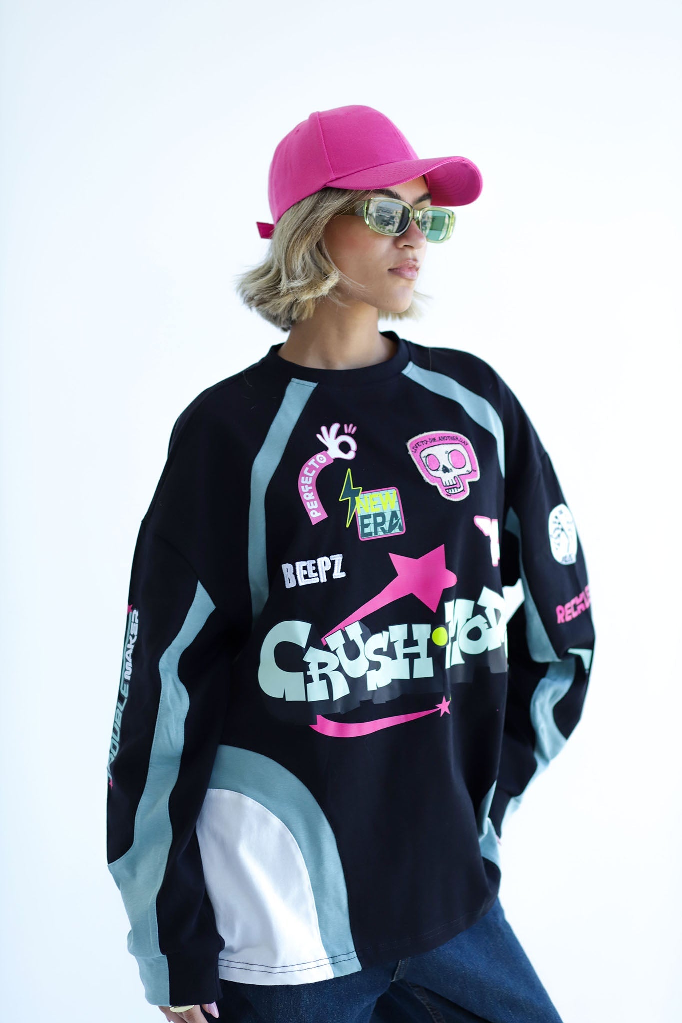 CRUSH IN BLACKxMINT-Long Sleeves Tee Beepz