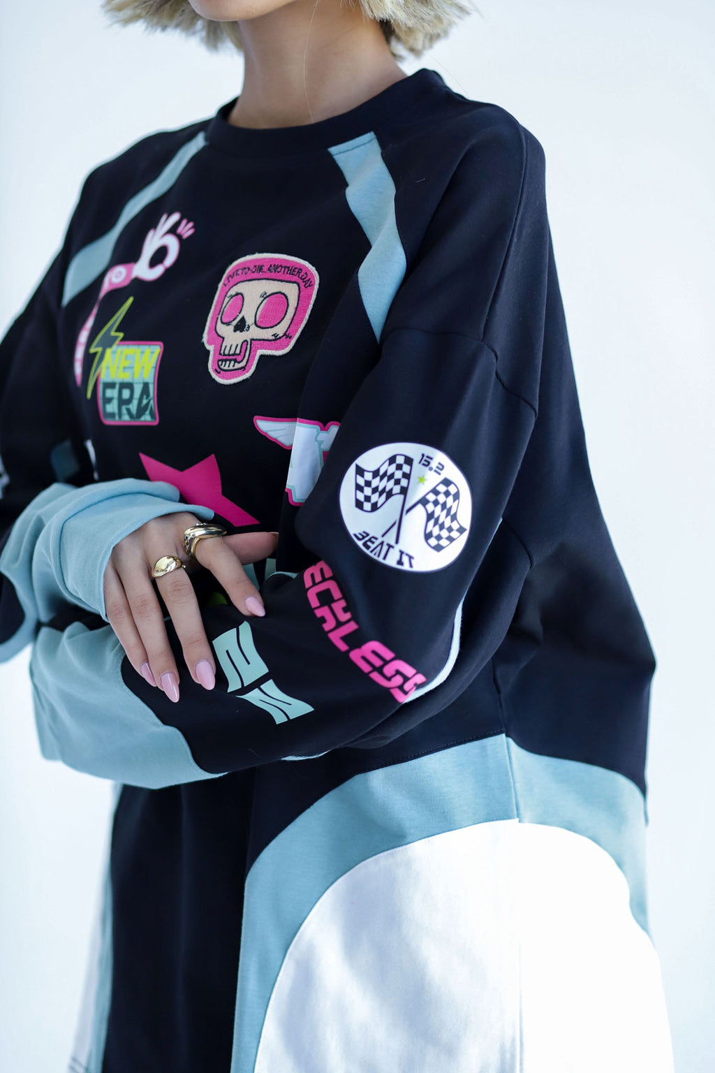 CRUSH IN BLACKxMINT-Long Sleeves Tee Beepz