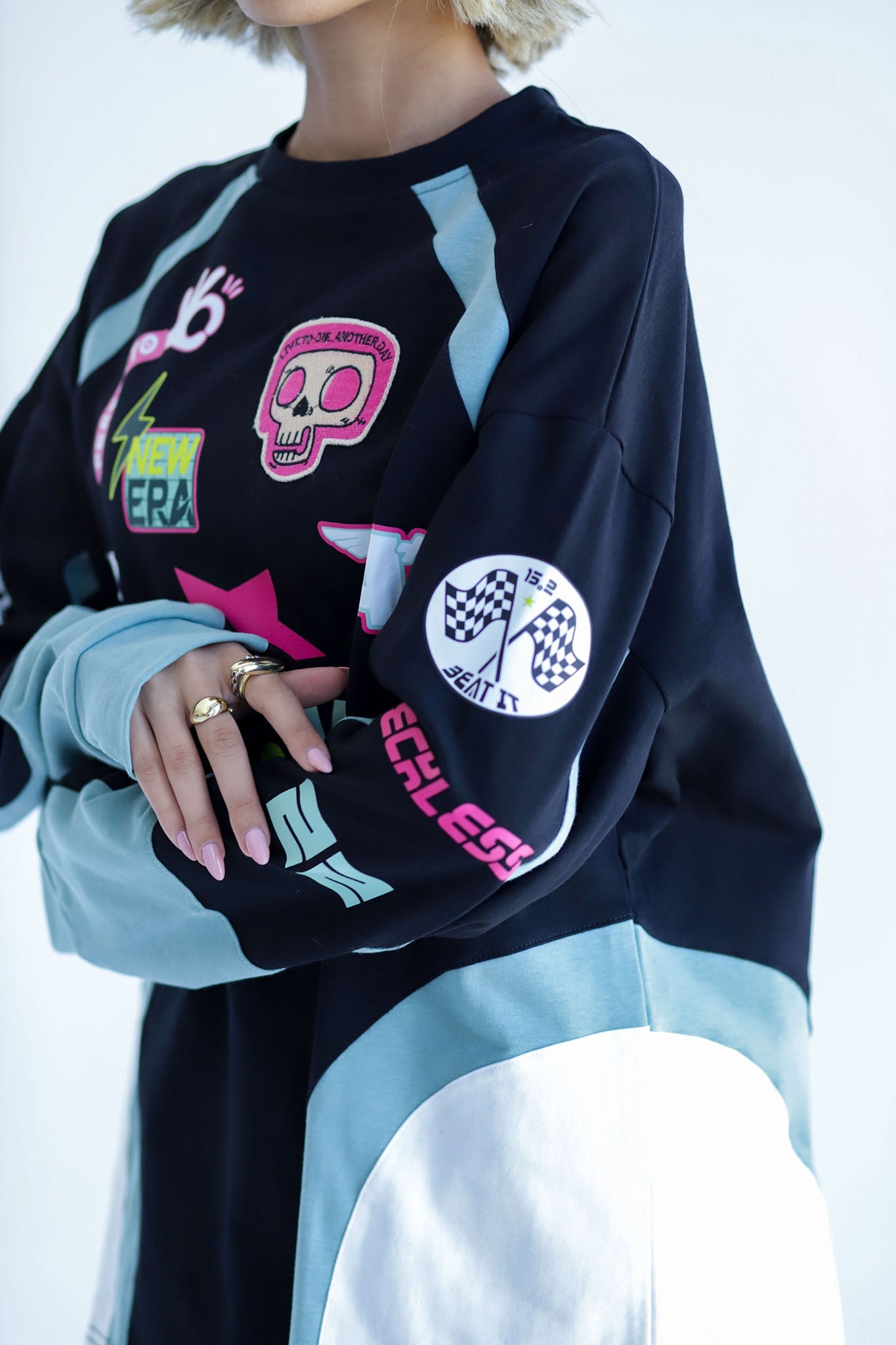 CRUSH IN BLACKxMINT-Long Sleeves Tee Beepz