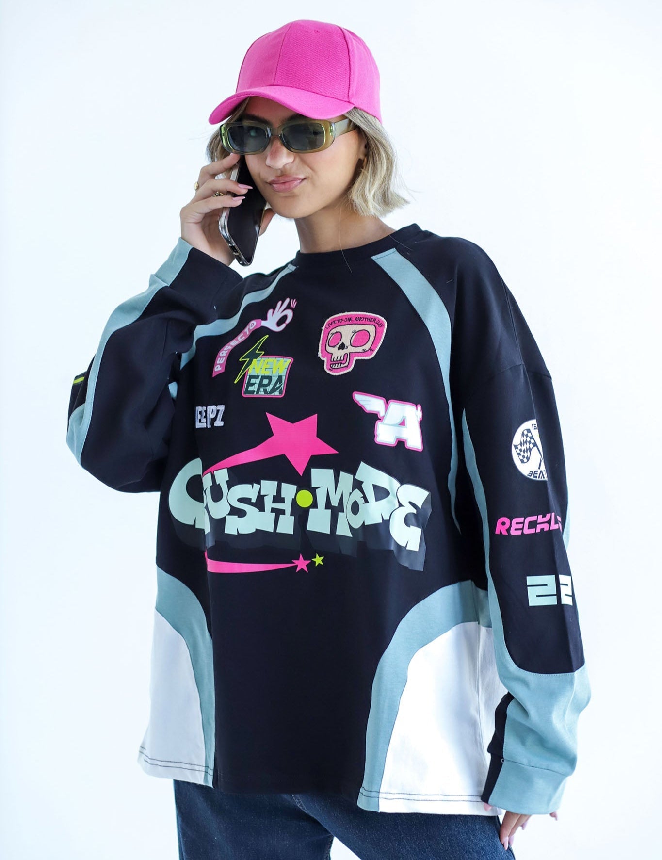 CRUSH IN BLACKxMINT-Long Sleeves Tee Beepz