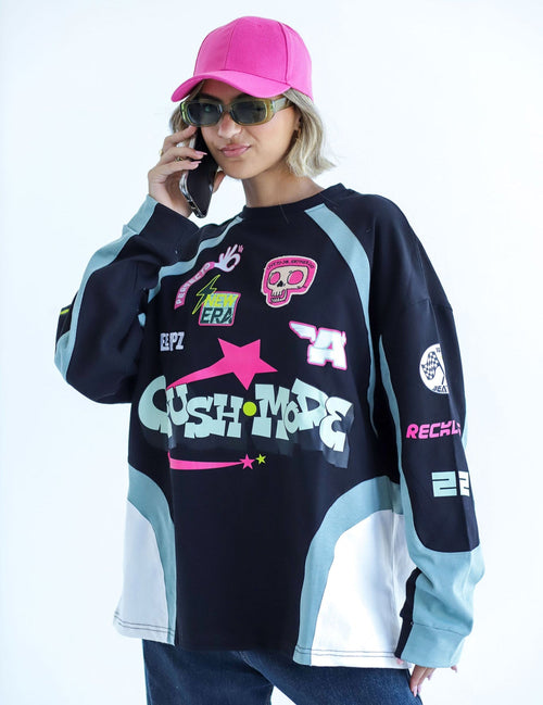 CRUSH IN BLACKxMINT-Long Sleeves Tee Beepz