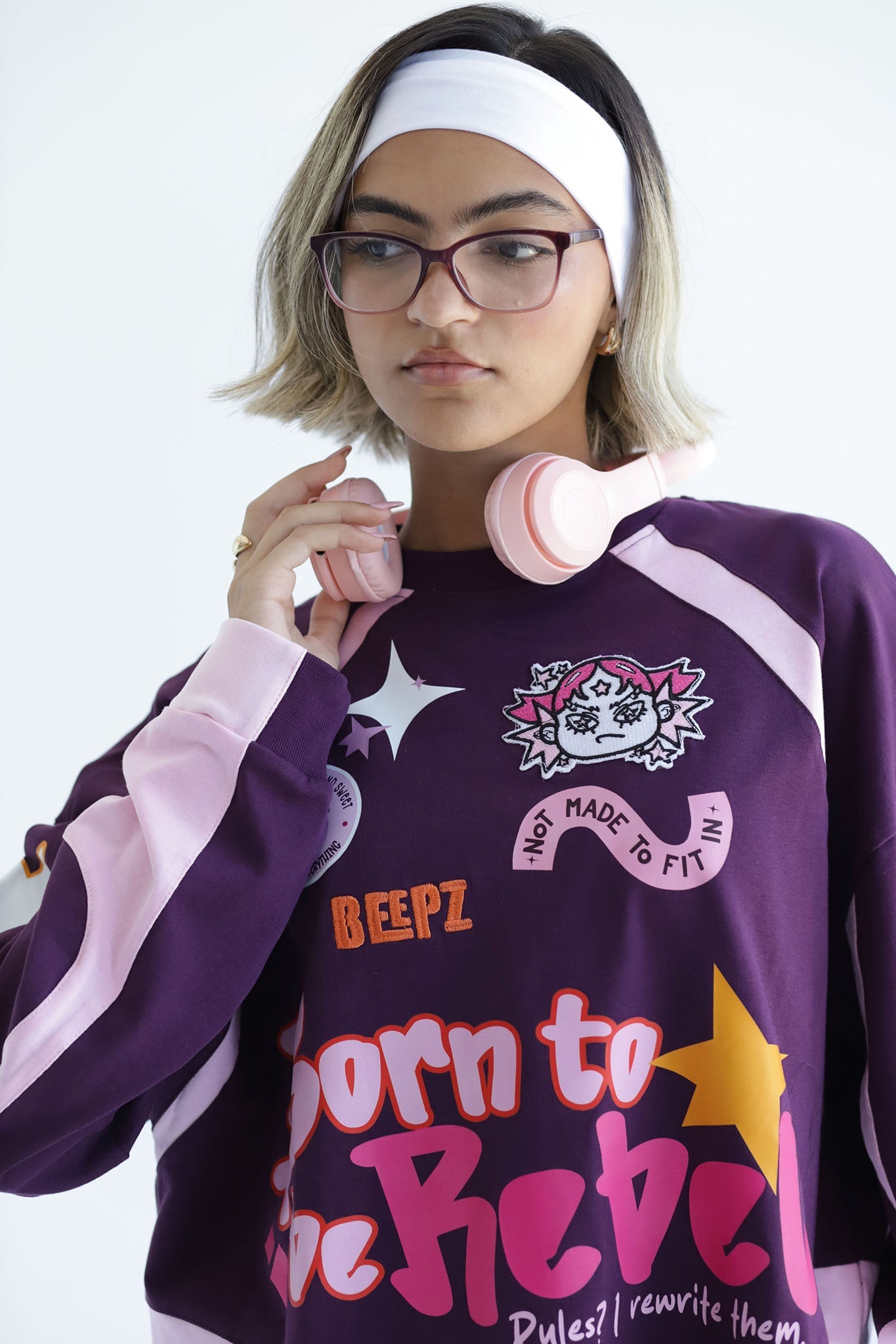 REBEL IN BURGUNDYxPINK-Long Sleeves Tee Beepz