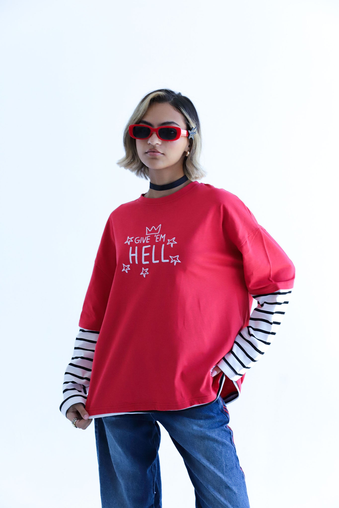 Give them hell - cotton long sleeve tshirt