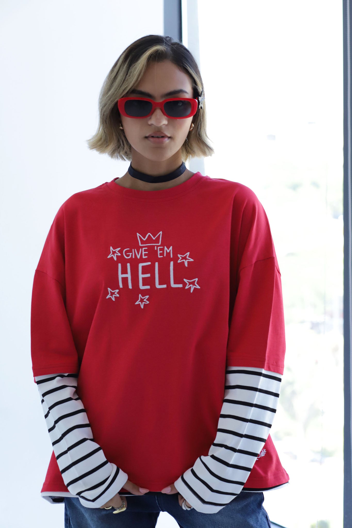 Give them hell - cotton long sleeve tshirt