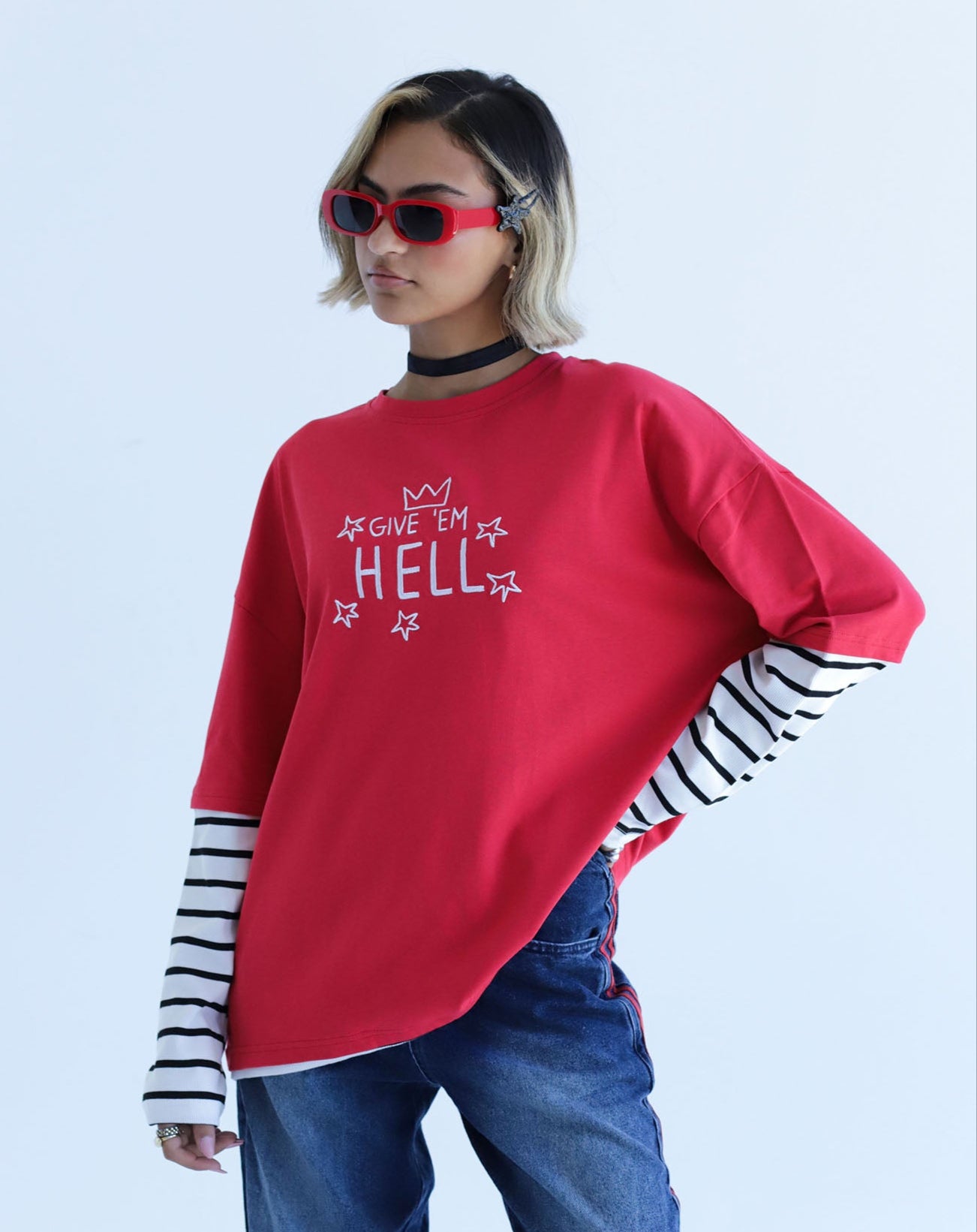 Give them hell - cotton long sleeve tshirt
