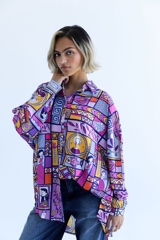 PURPLE MOSAIC -LONG SLEEVES SHRT