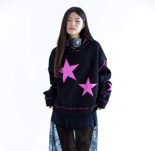 Pink Dream-Oversized Fleeced Cotton Hoodie