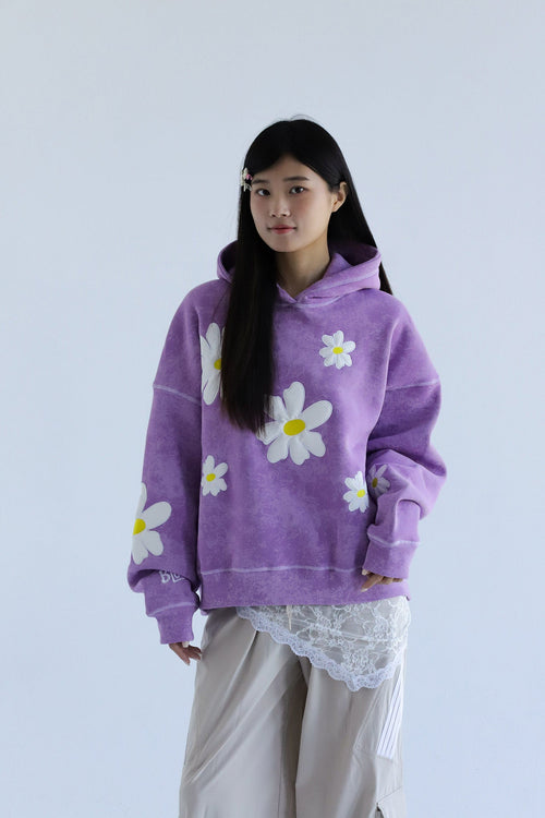 Daisy - Washed Oversized Fleeced Cotton Hoodie Beepz