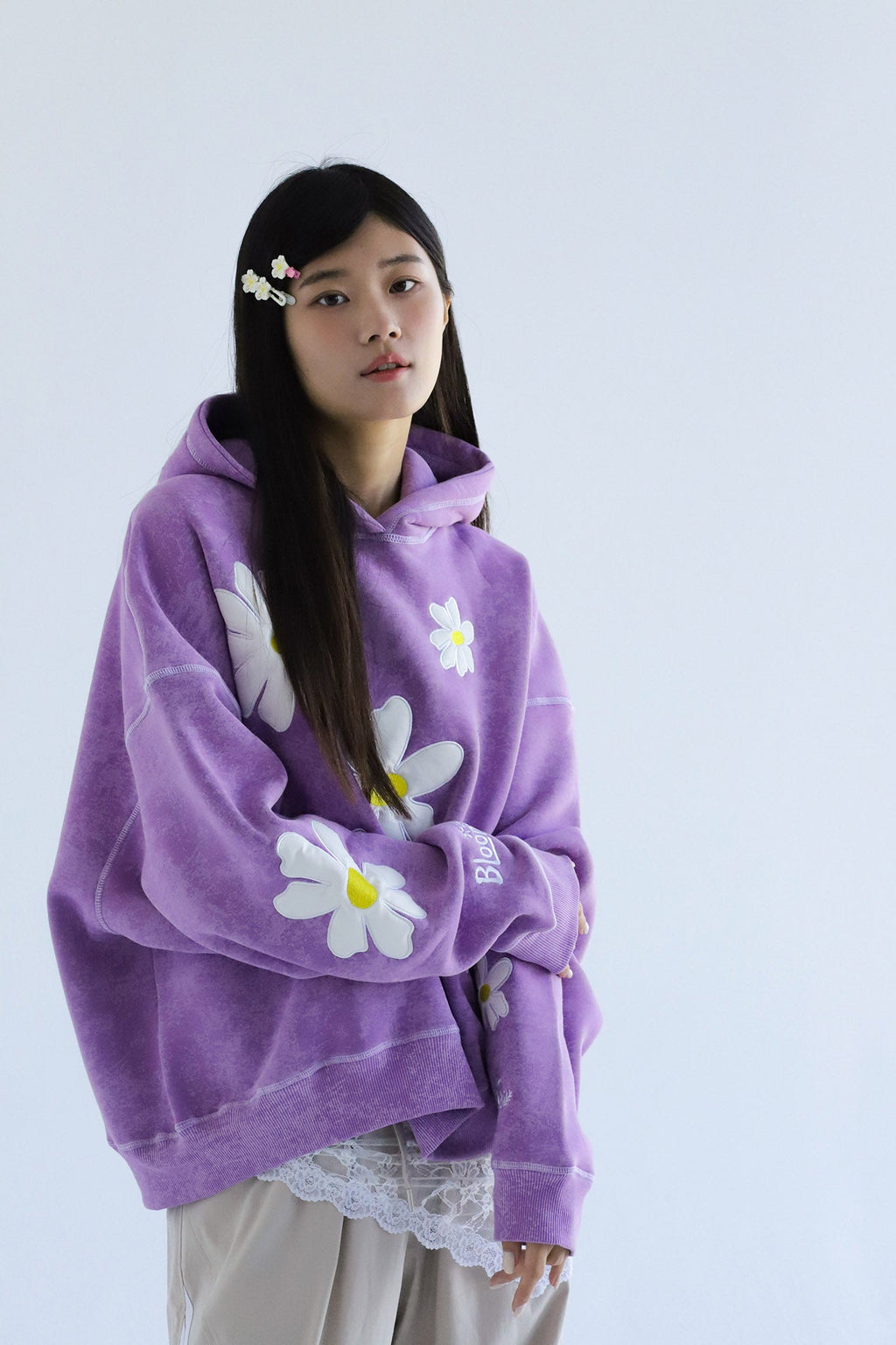 Daisy - Washed Oversized Fleeced Cotton Hoodie Beepz