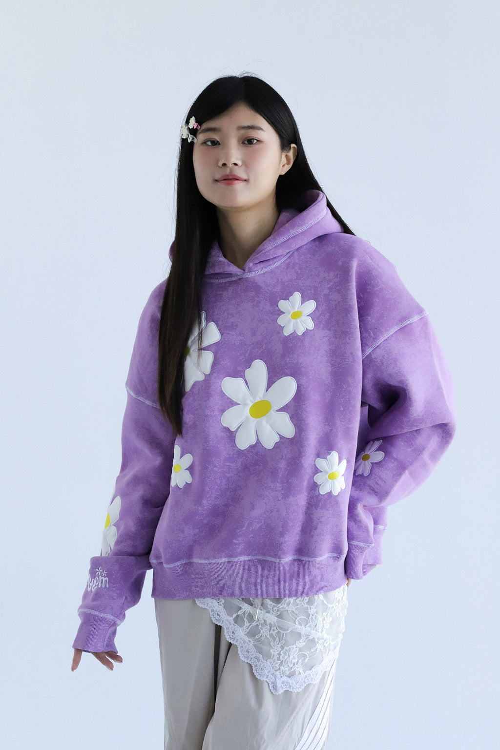 Daisy - Washed Oversized Fleeced Cotton Hoodie Beepz