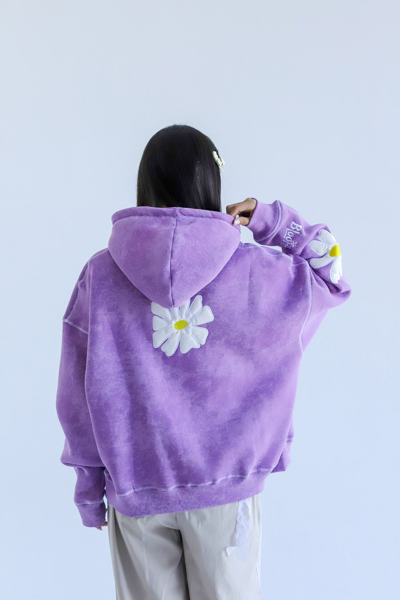 Daisy - Washed Oversized Fleeced Cotton Hoodie