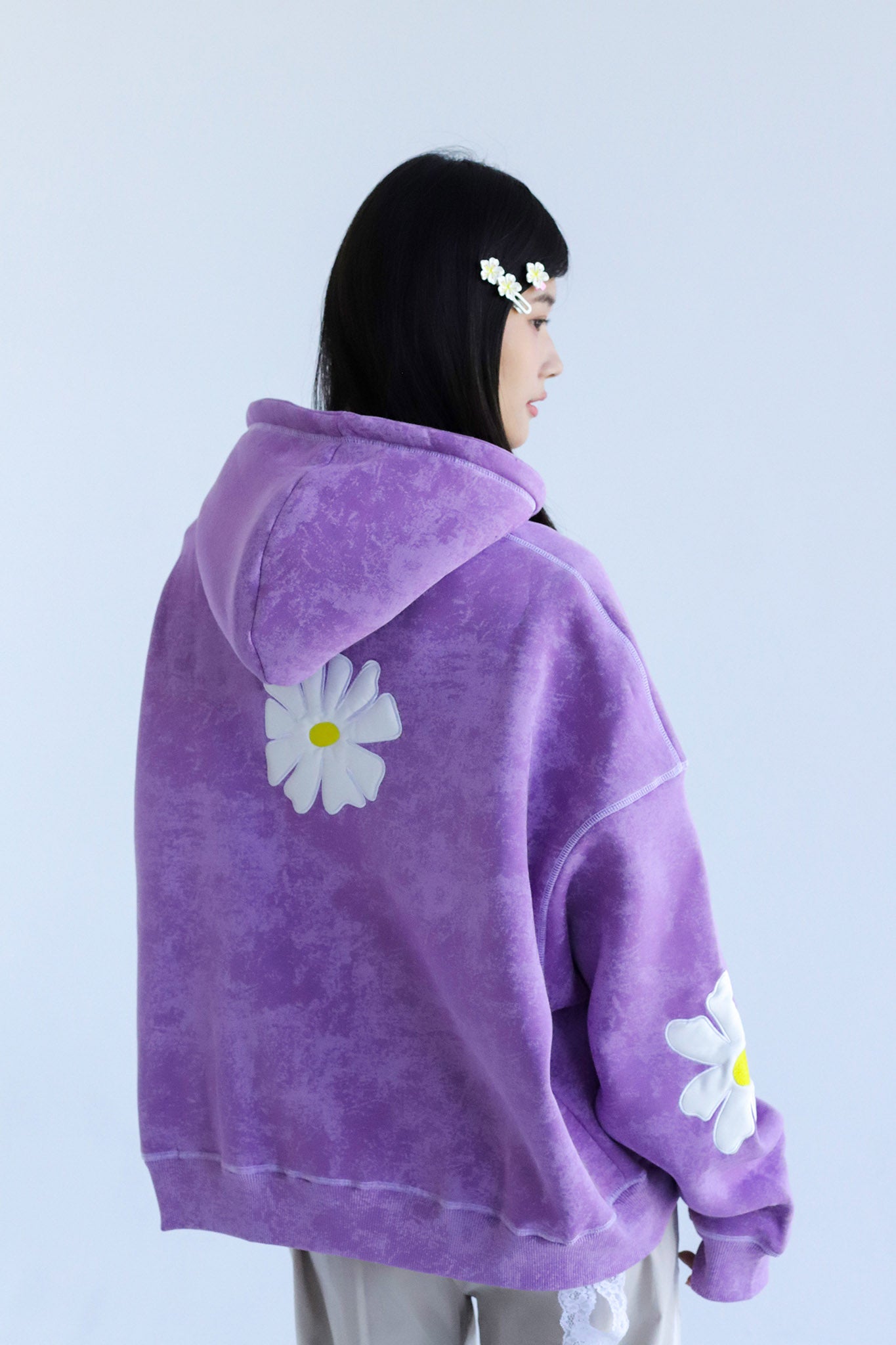 Daisy - Washed Oversized Fleeced Cotton Hoodie