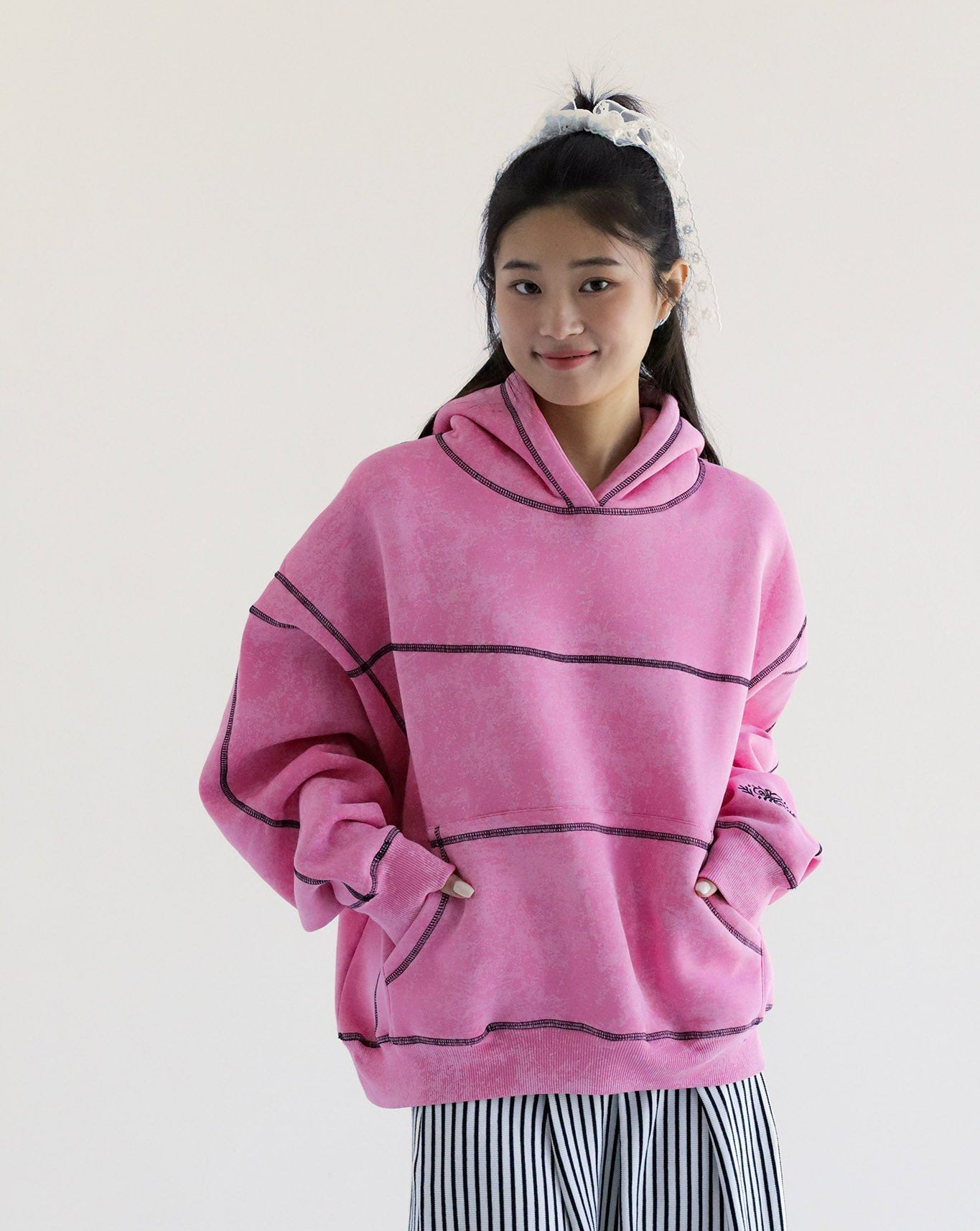 Frosted Pink-Oversized Fleeced Cotton Hoodie Beepz