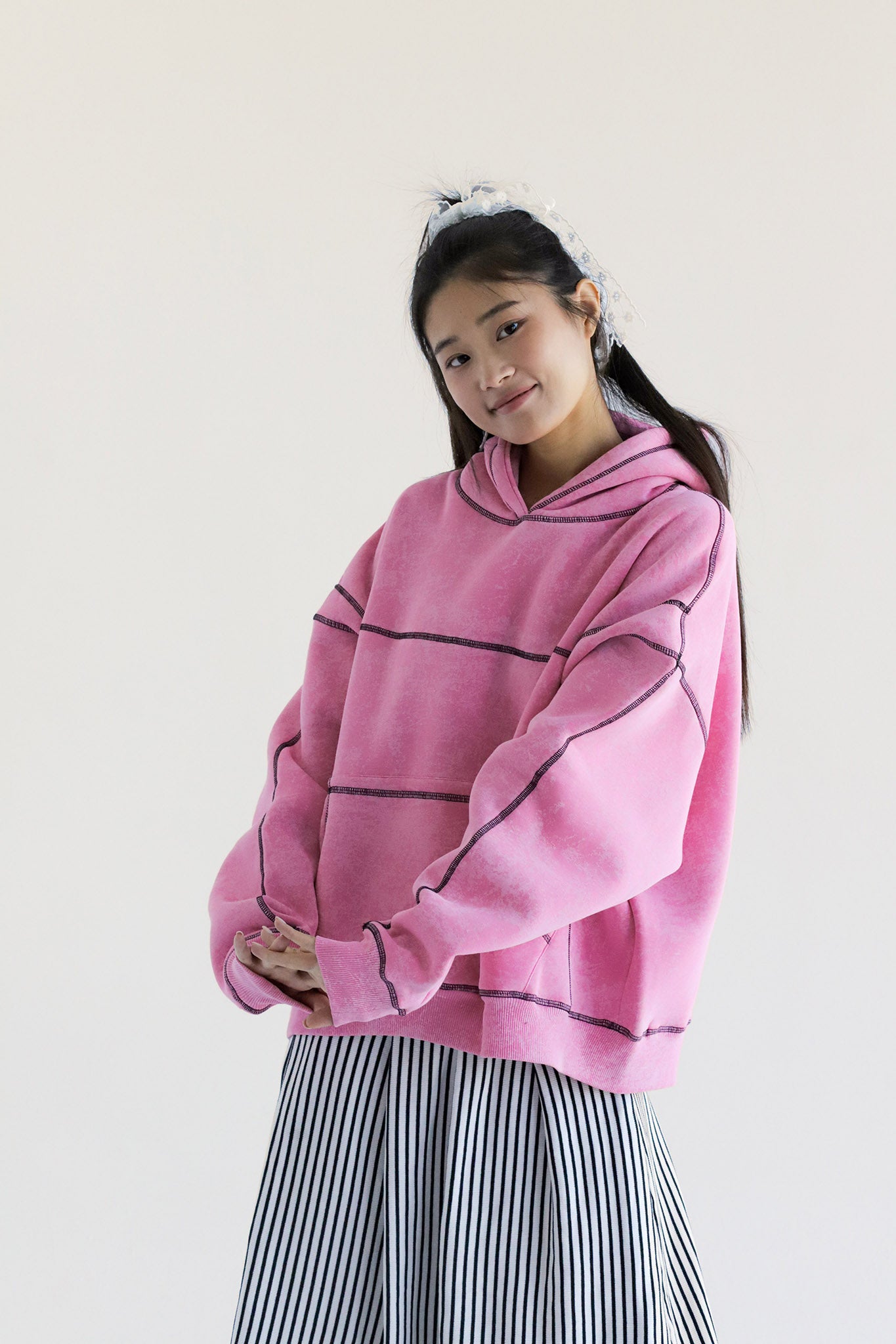 Frosted Pink-Oversized Fleeced Cotton Hoodie