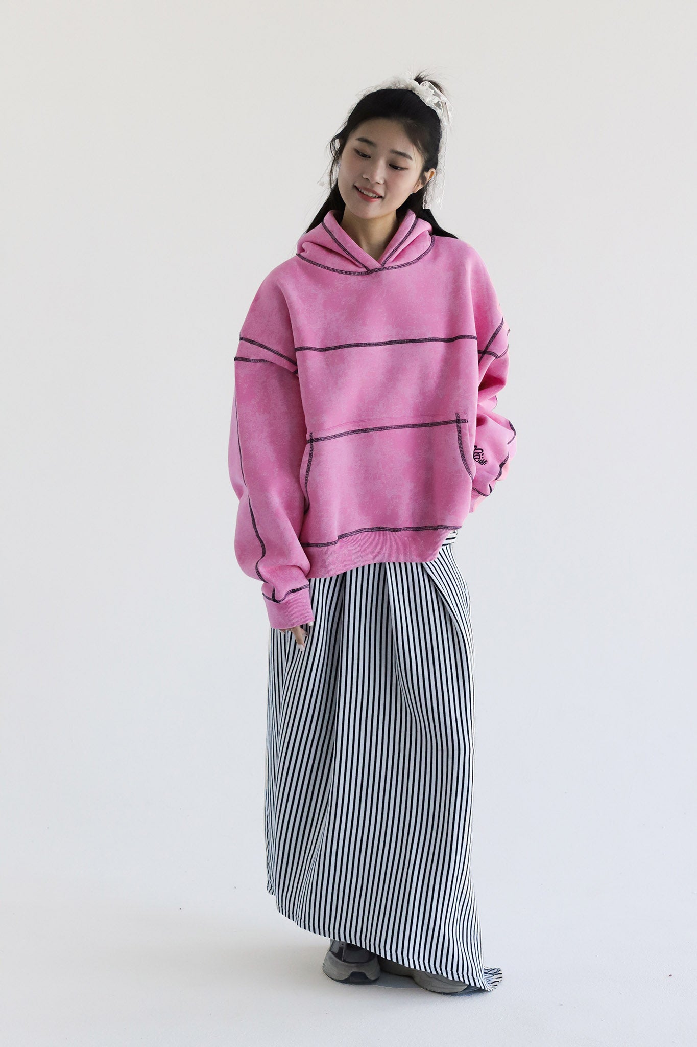 Frosted Pink-Oversized Fleeced Cotton Hoodie