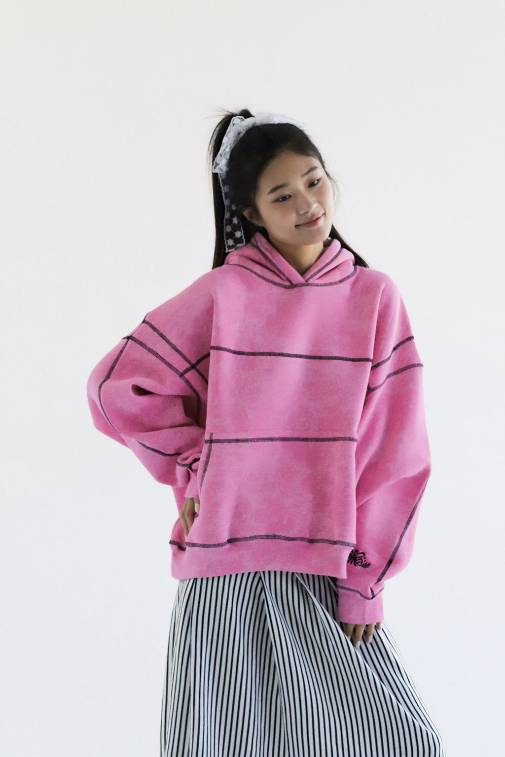 Frosted Pink-Oversized Fleeced Cotton Hoodie Beepz