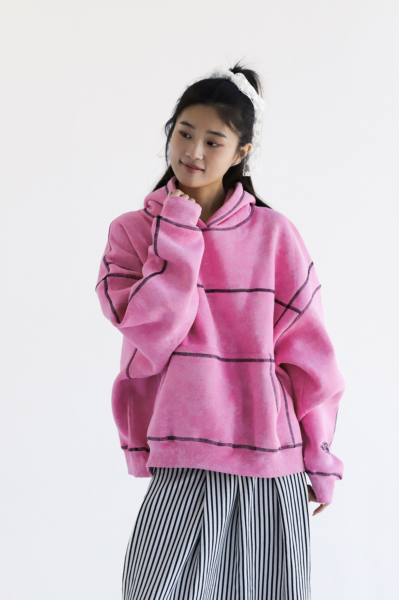 Frosted Pink-Oversized Fleeced Cotton Hoodie Beepz