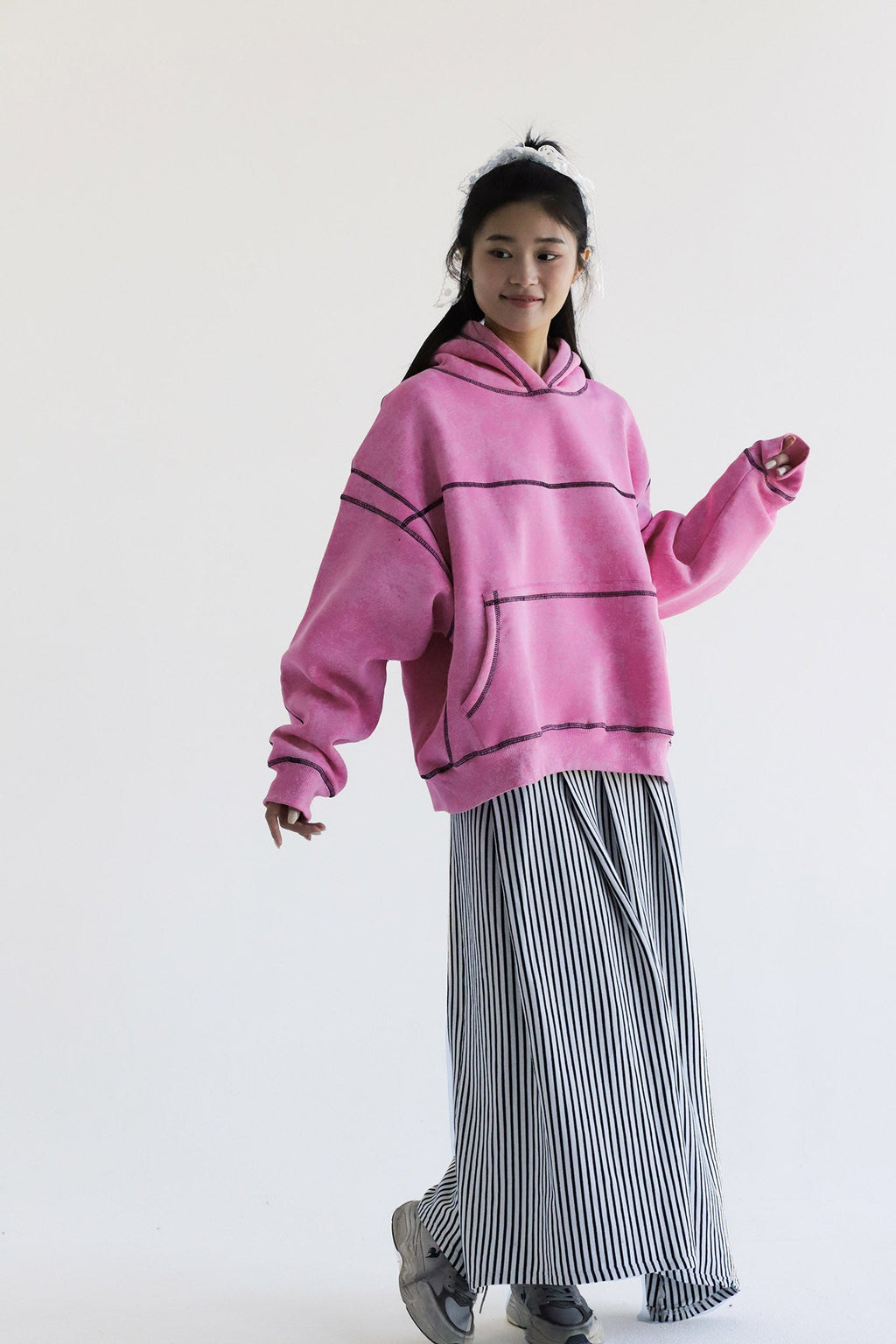 Frosted Pink-Oversized Fleeced Cotton Hoodie Beepz